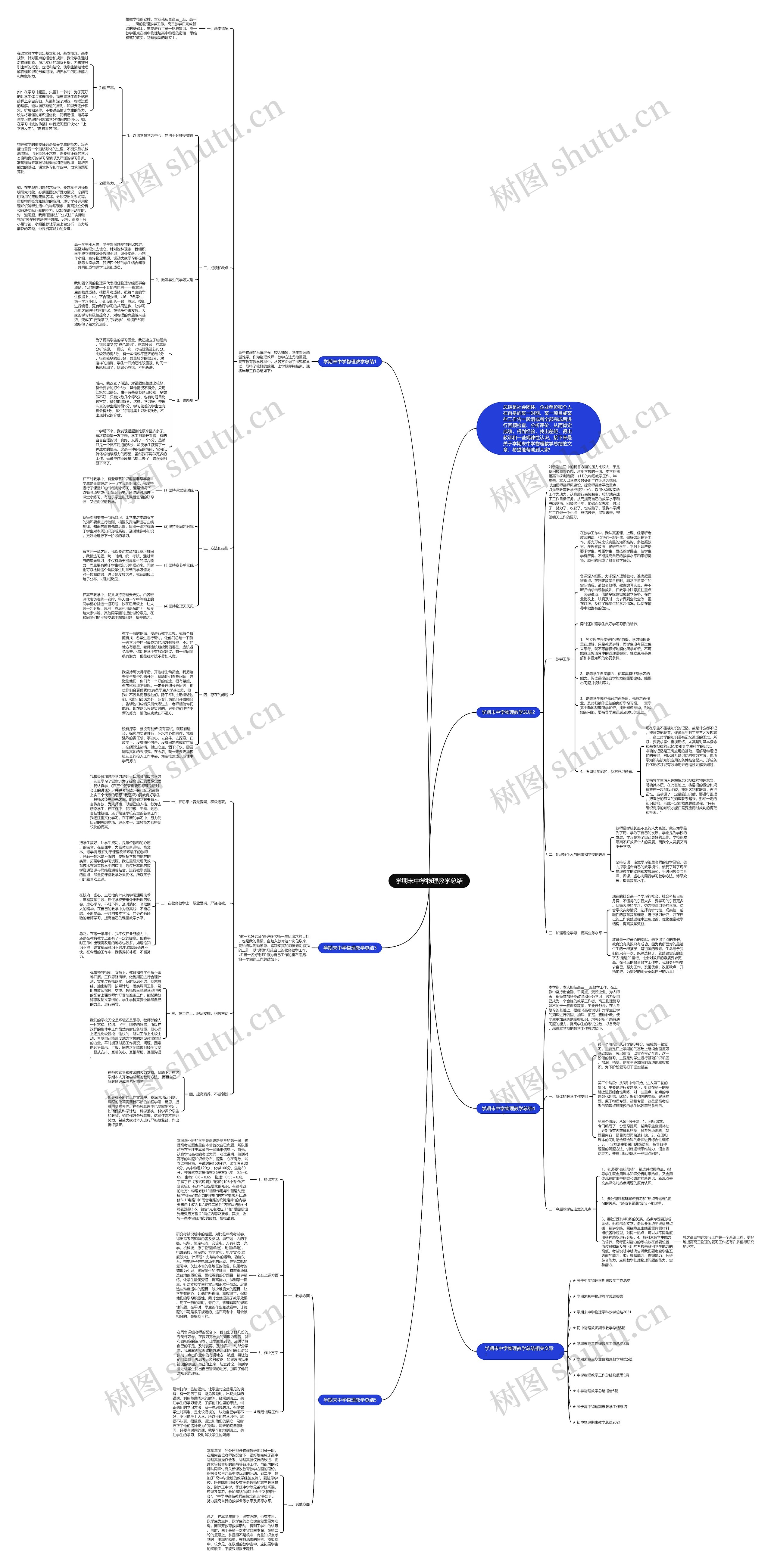 学期末中学物理教学总结思维导图