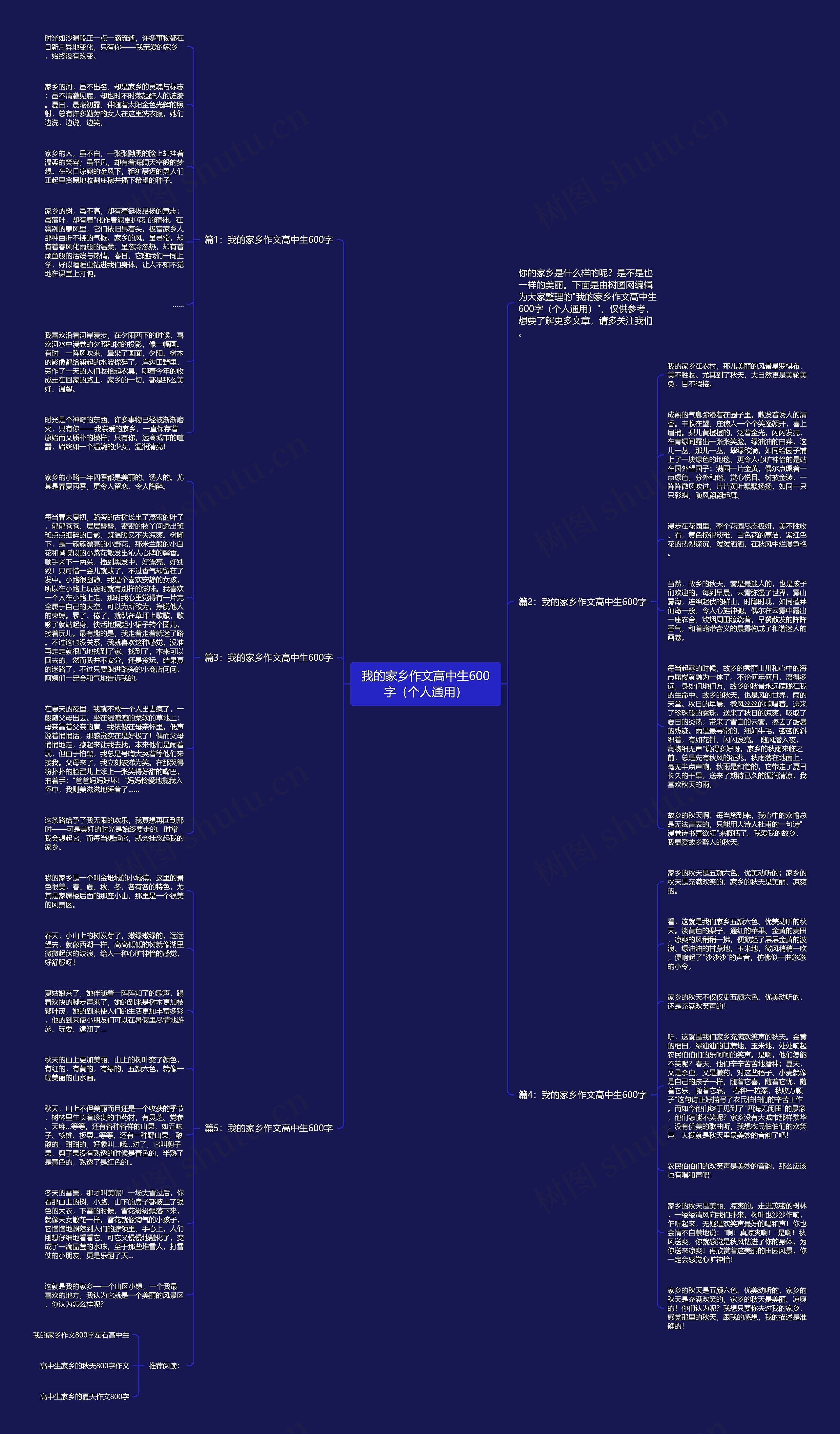 我的家乡作文高中生600字（个人通用）思维导图