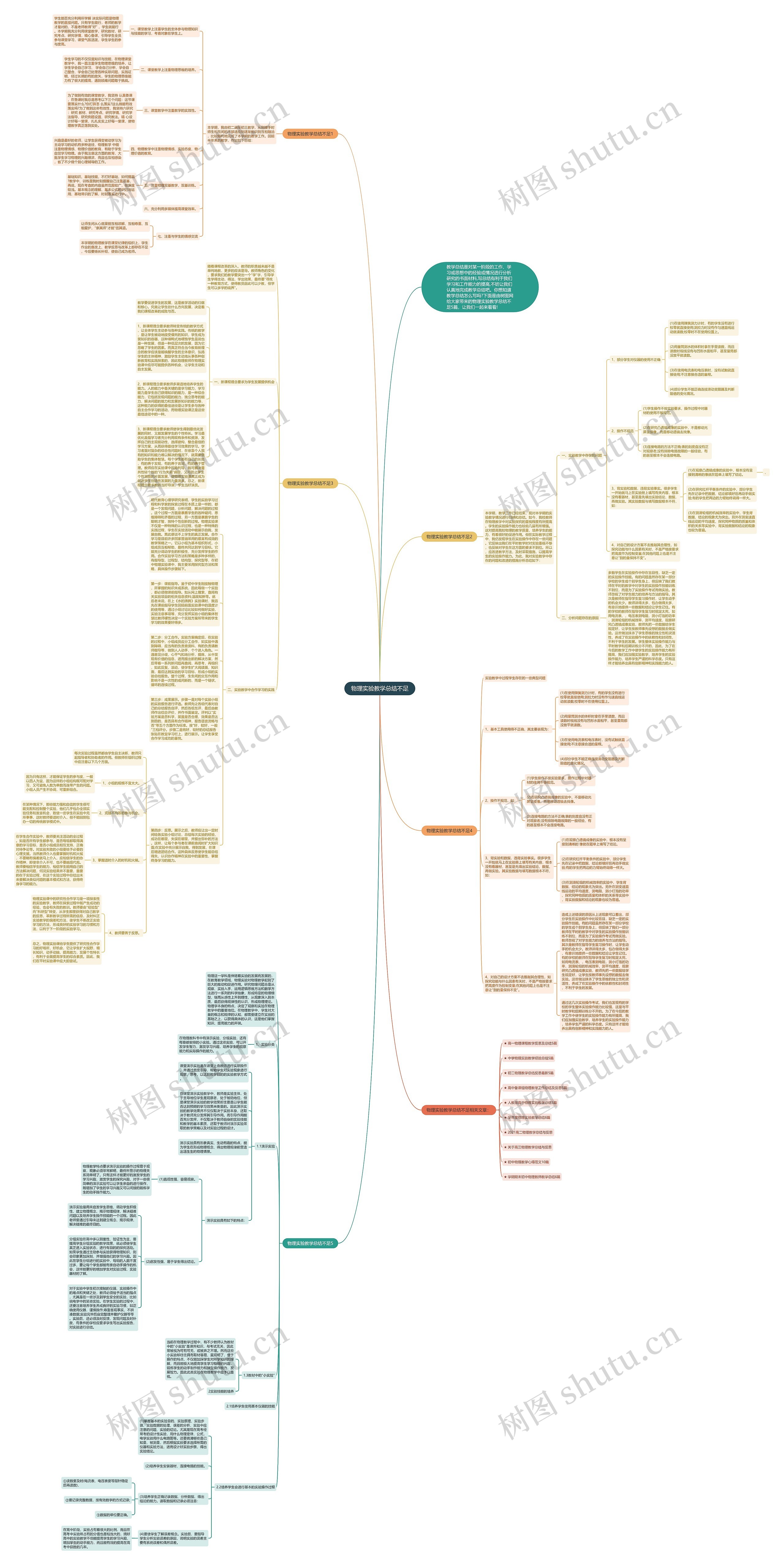物理实验教学总结不足思维导图