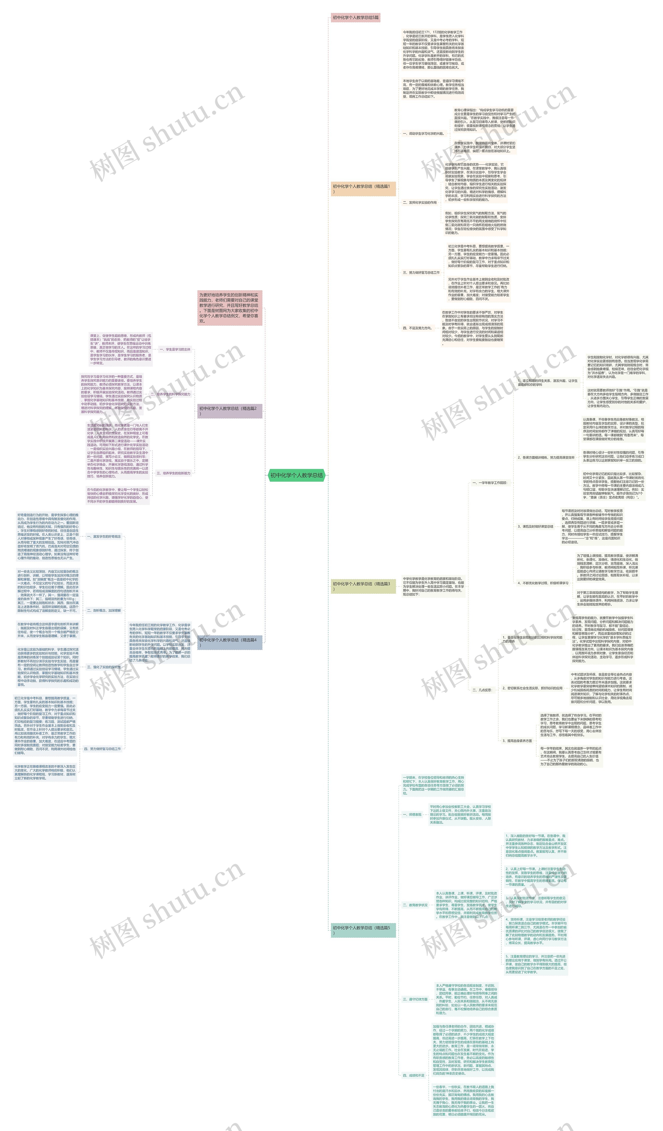 初中化学个人教学总结思维导图