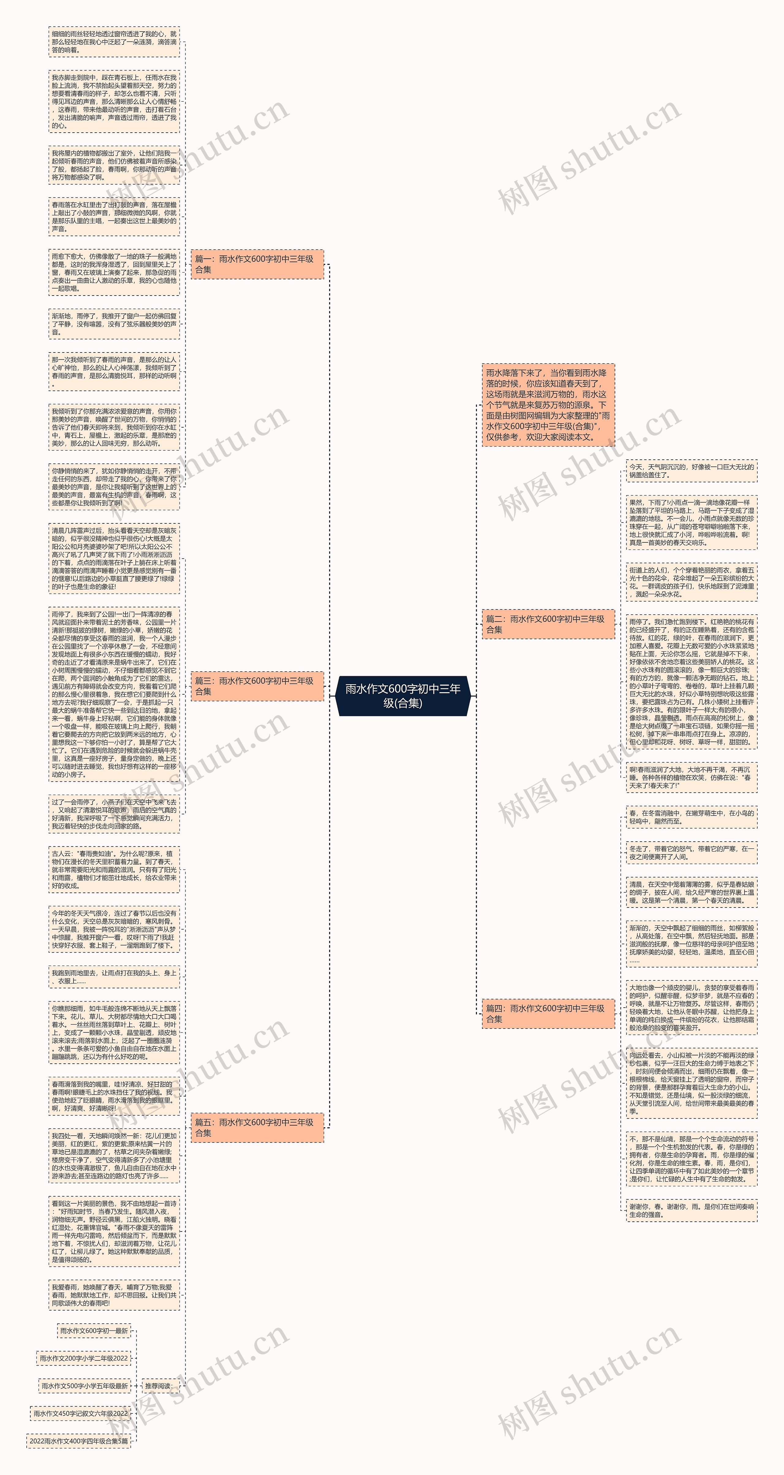雨水作文600字初中三年级(合集)思维导图