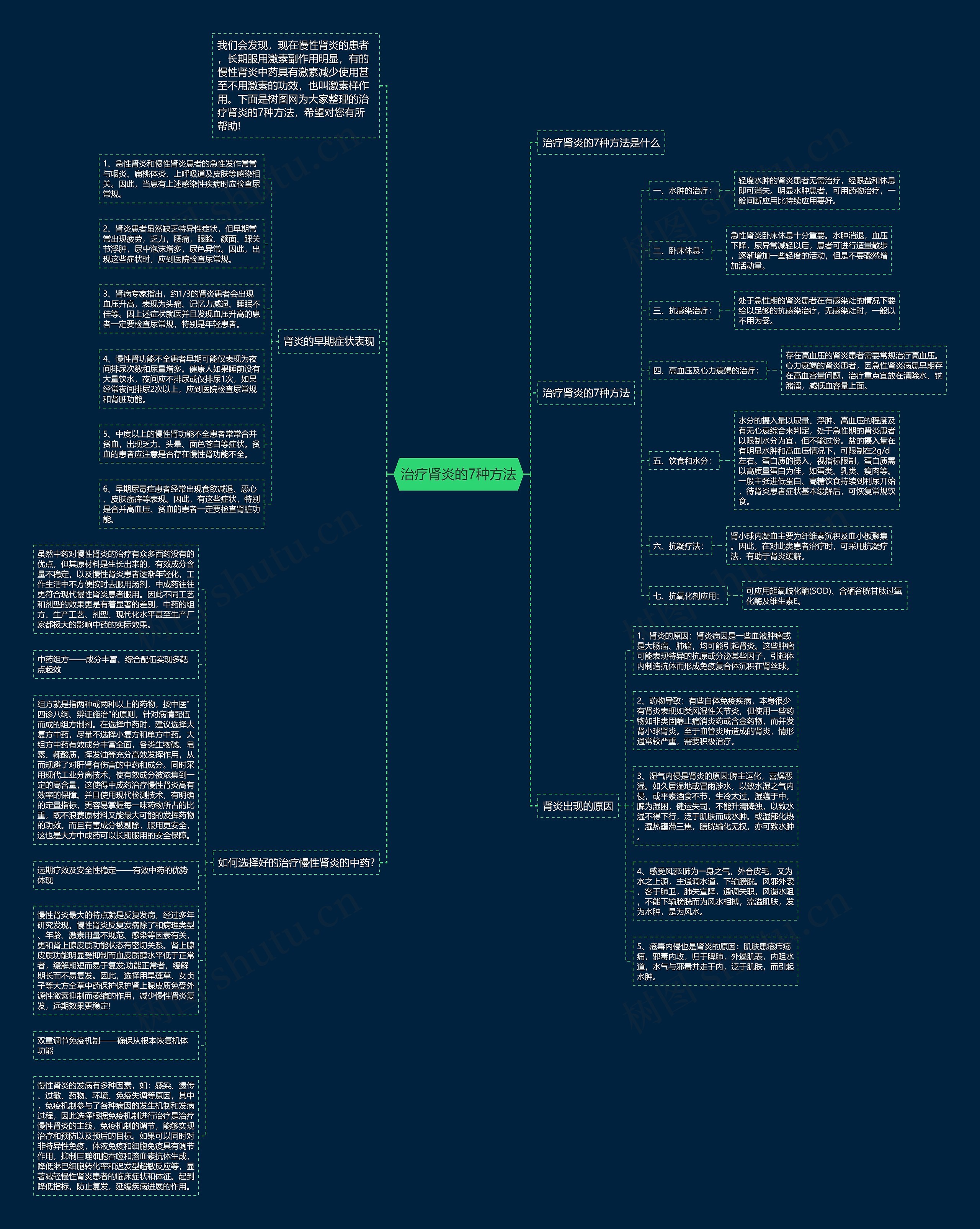 治疗肾炎的7种方法思维导图