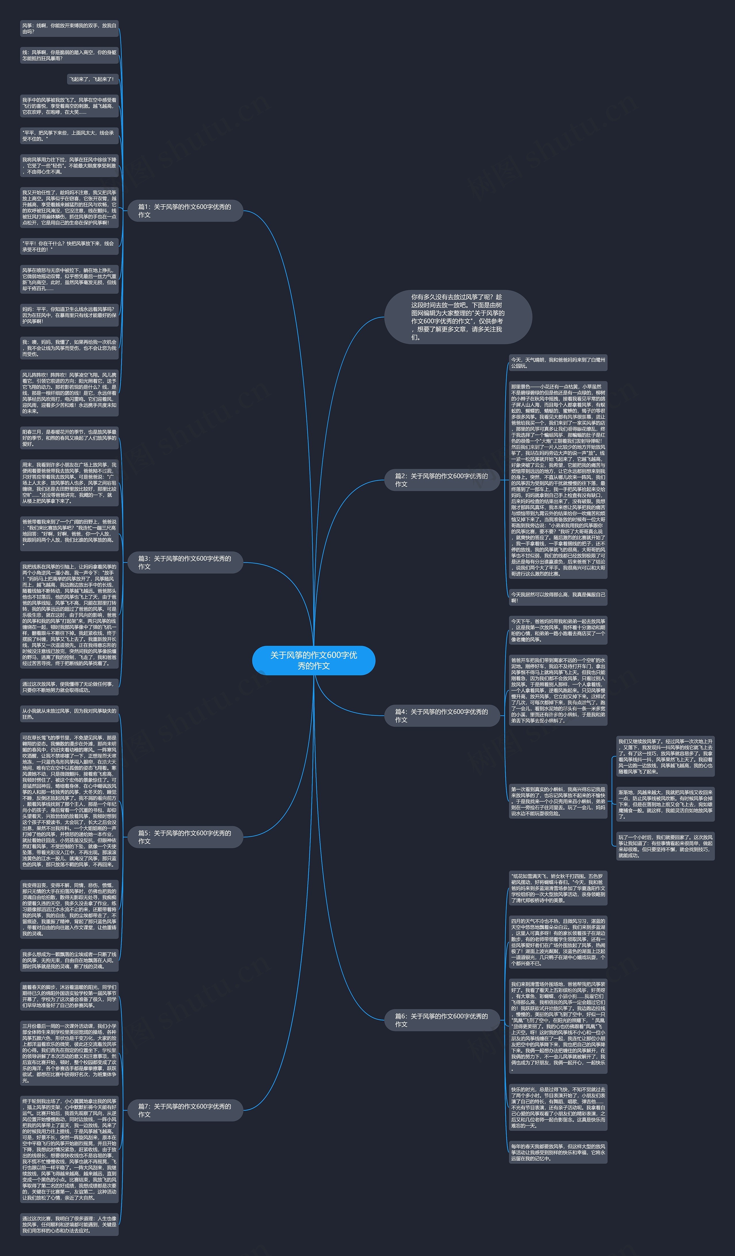 关于风筝的作文600字优秀的作文思维导图
