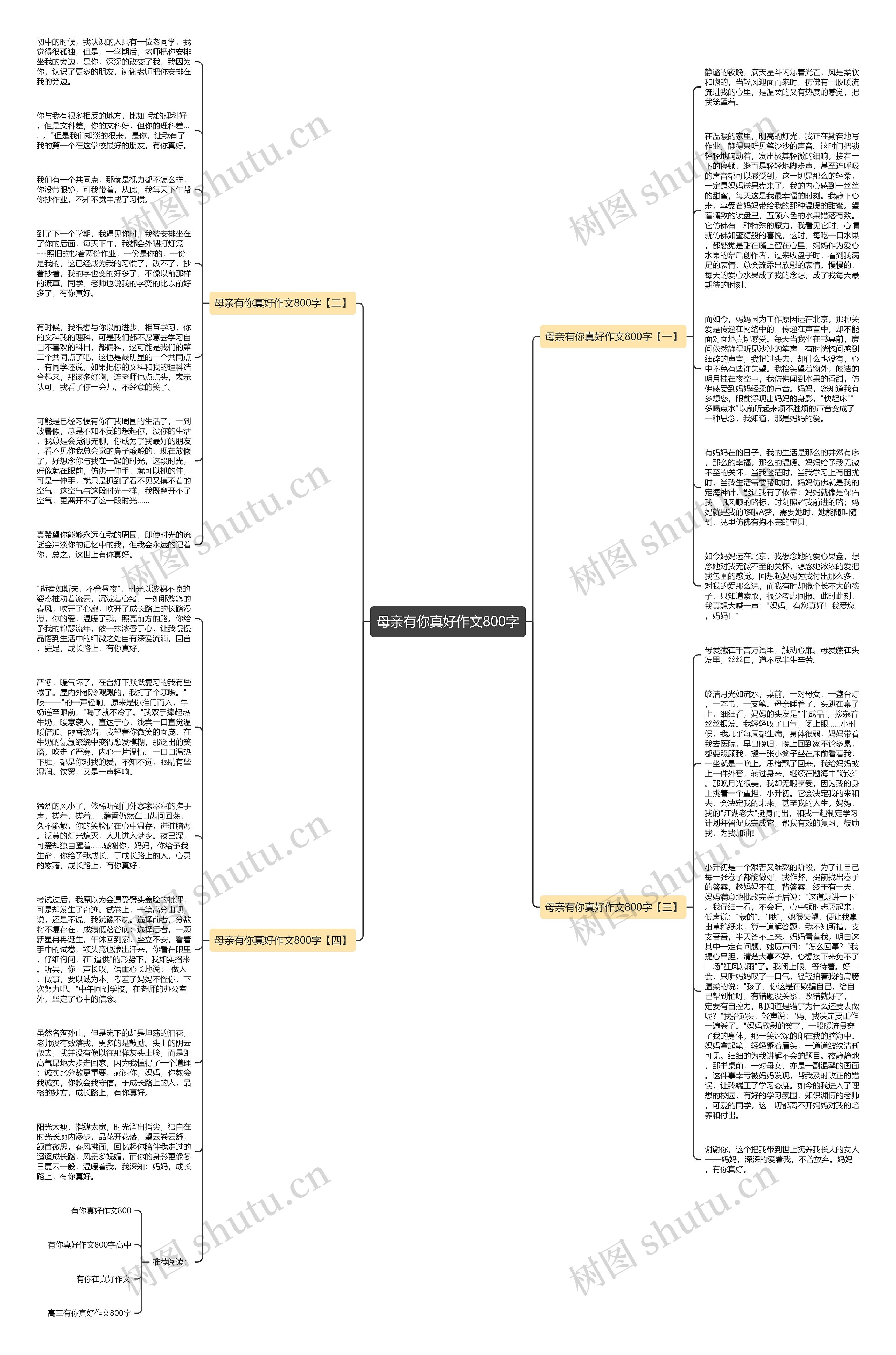 母亲有你真好作文800字思维导图