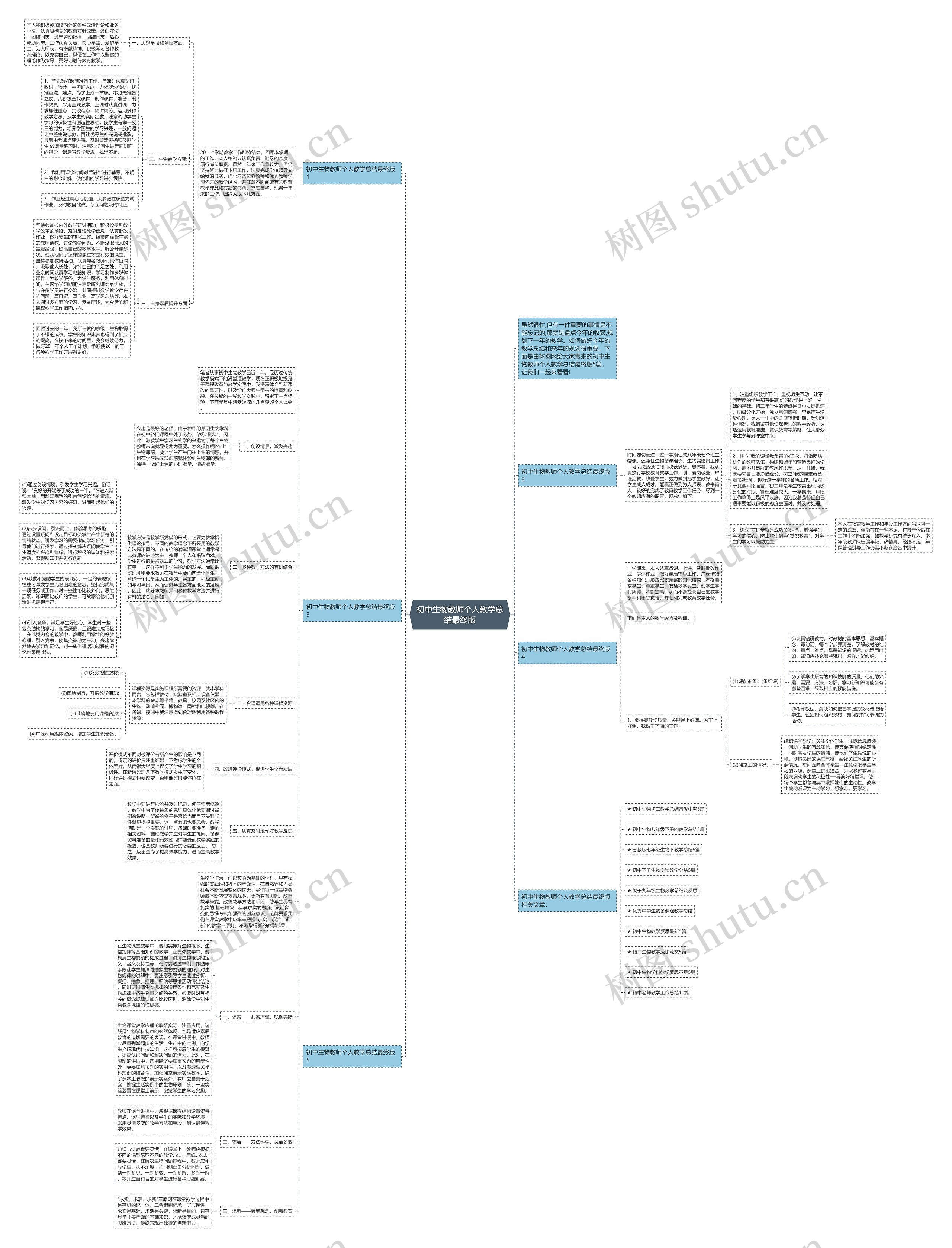 初中生物教师个人教学总结最终版思维导图