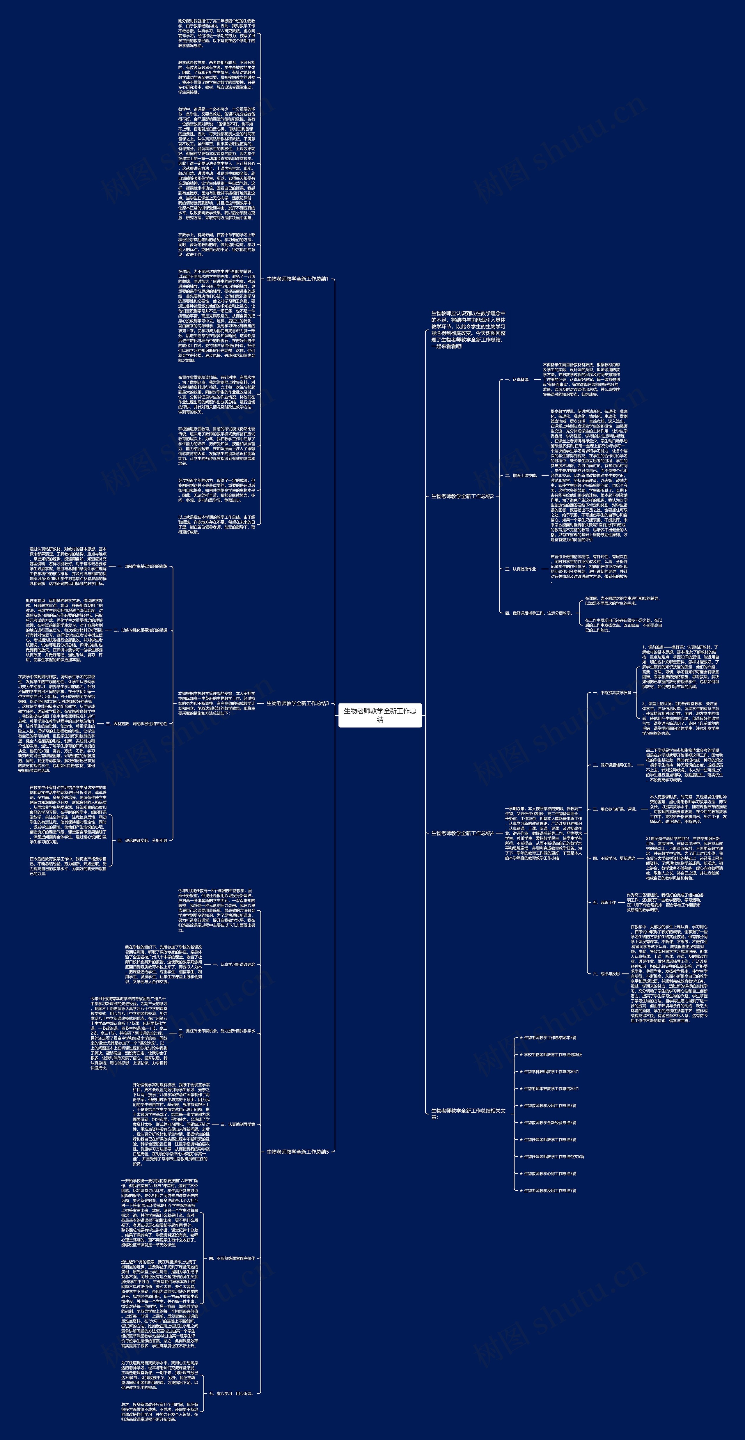 生物老师教学全新工作总结思维导图