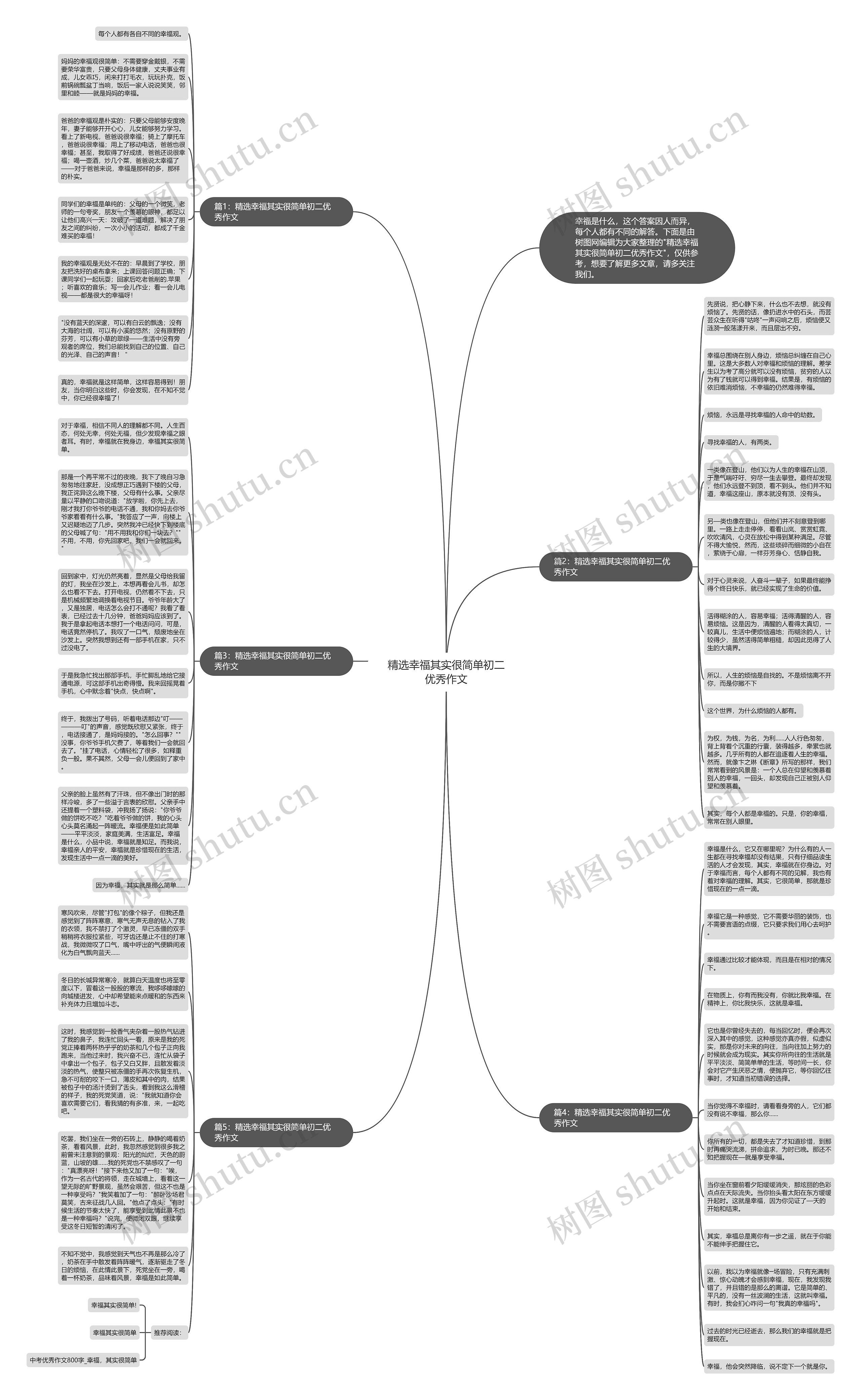 精选幸福其实很简单初二优秀作文思维导图