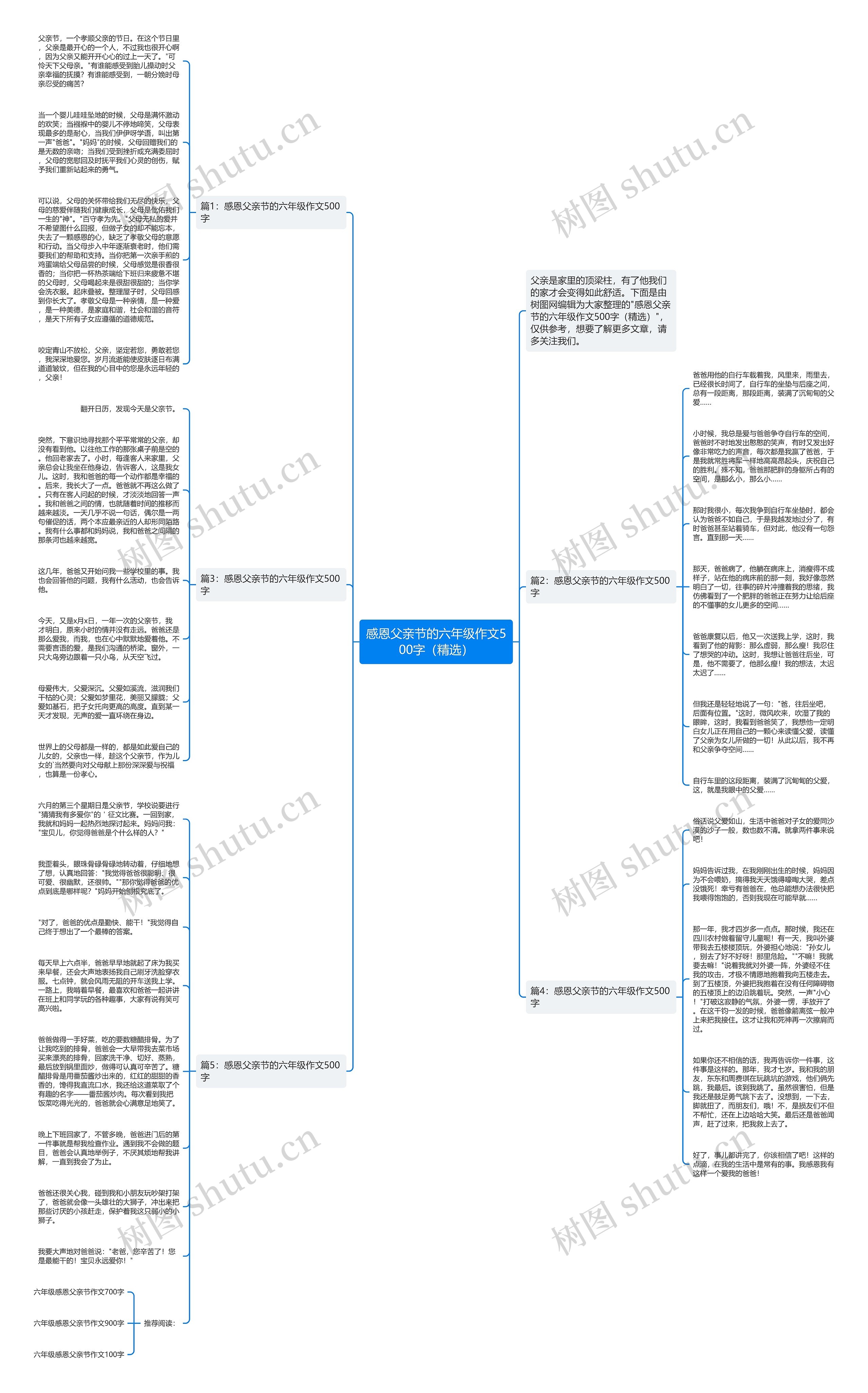 感恩父亲节的六年级作文500字（精选）思维导图