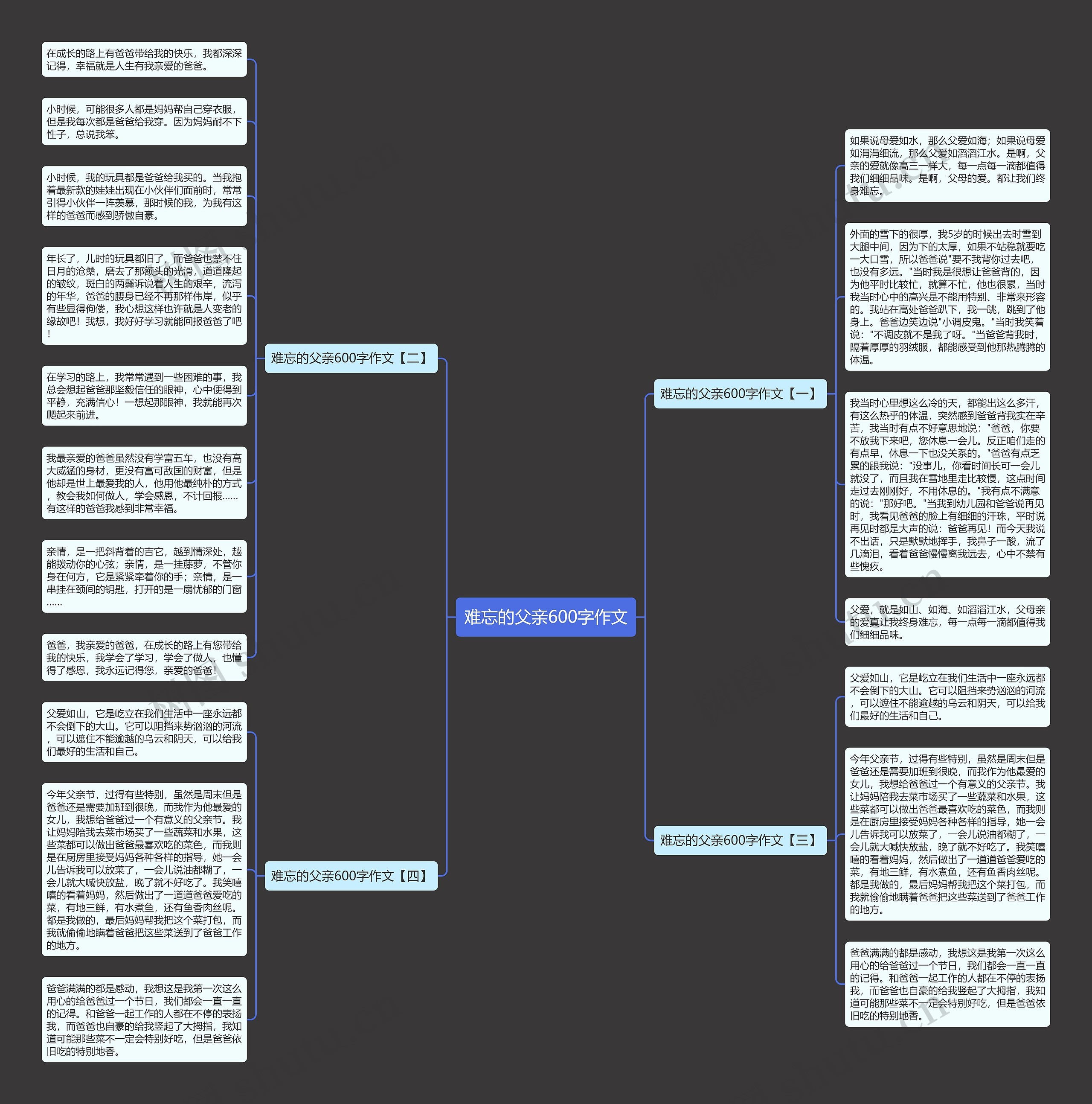 难忘的父亲600字作文思维导图