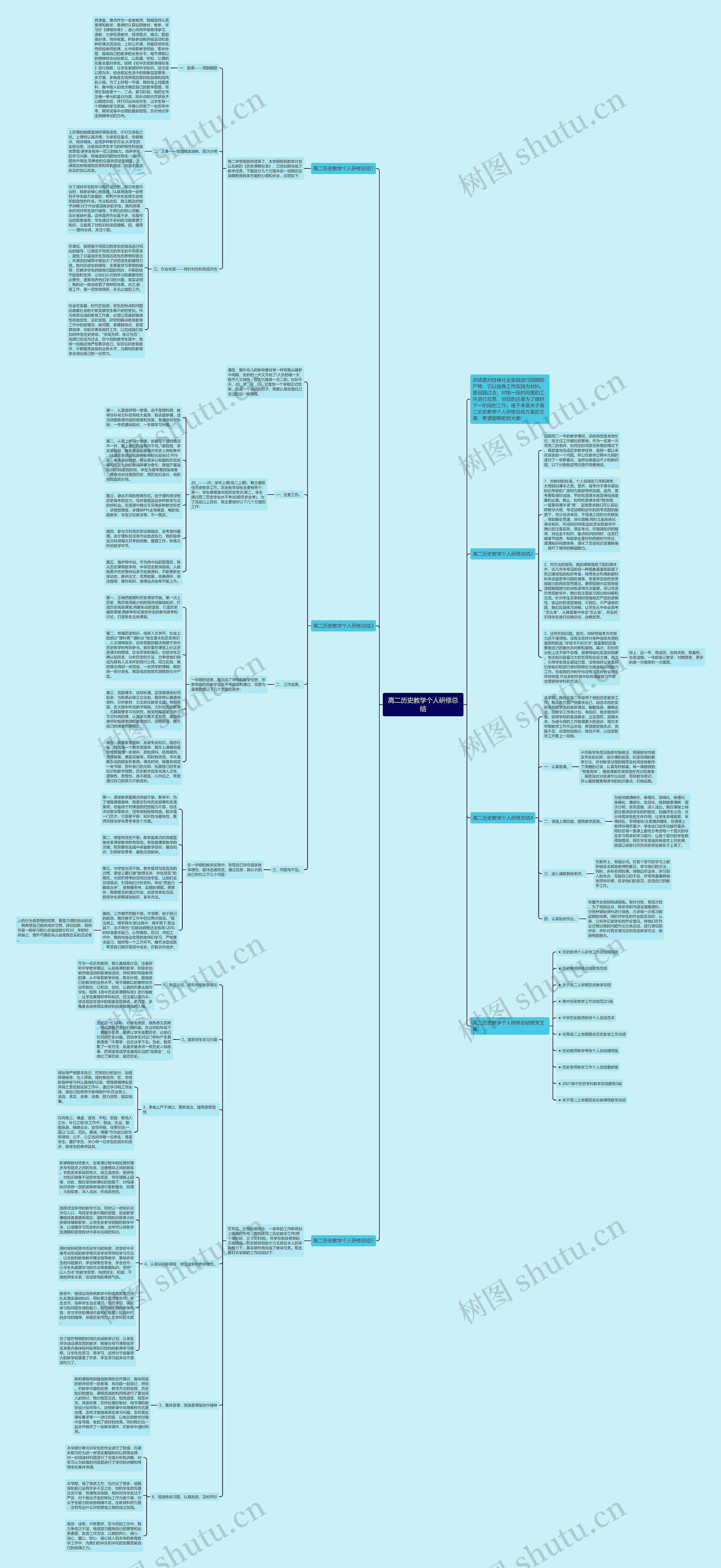 高二历史教学个人研修总结思维导图