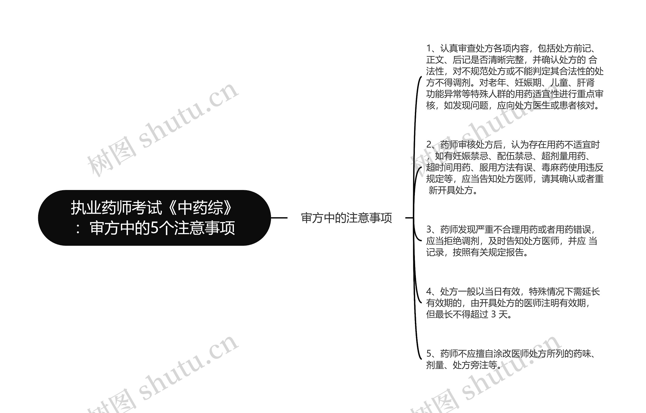 执业药师考试《中药综》：审方中的5个注意事项思维导图