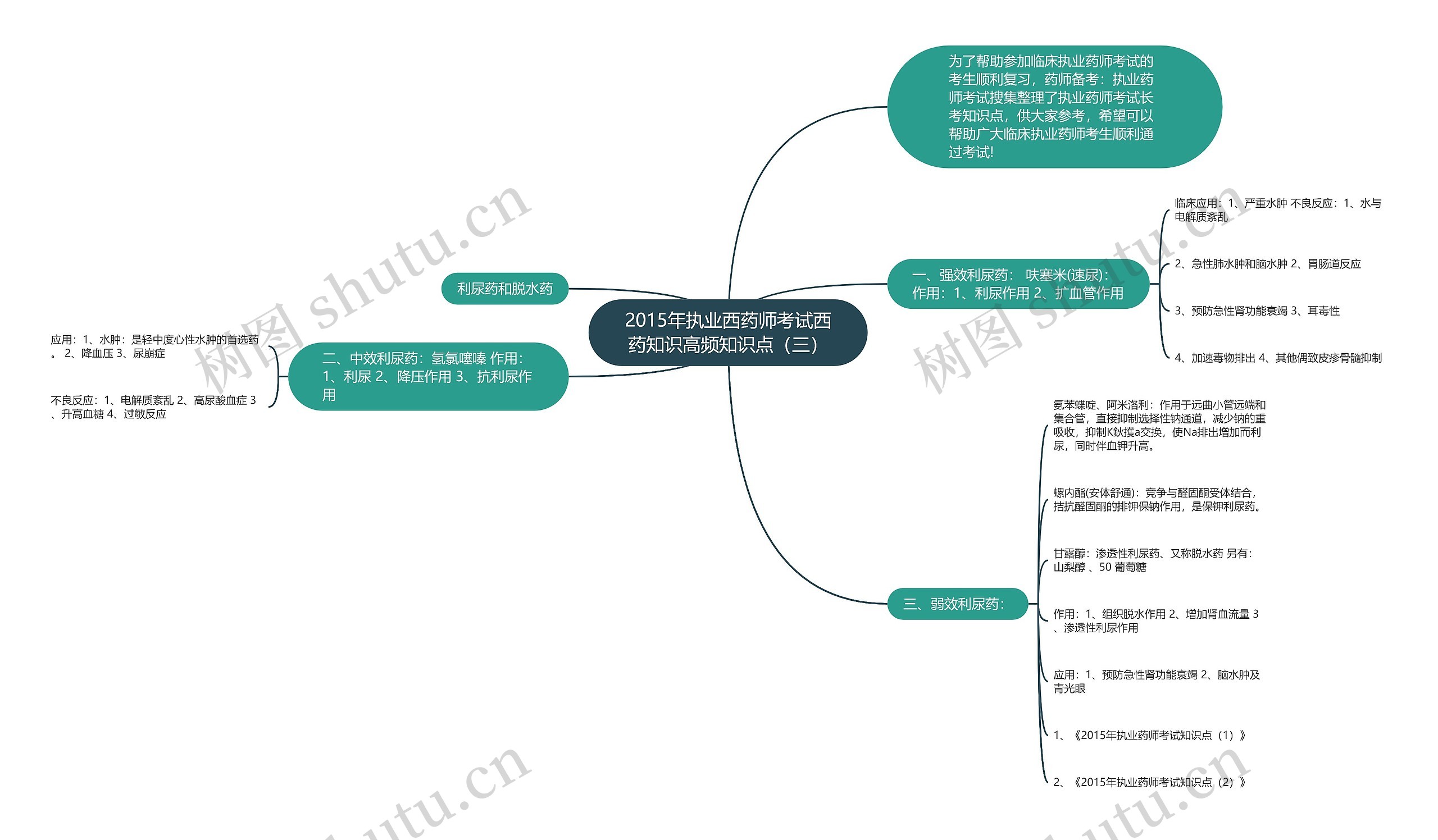 2015年执业西药师考试西药知识高频知识点（三）思维导图