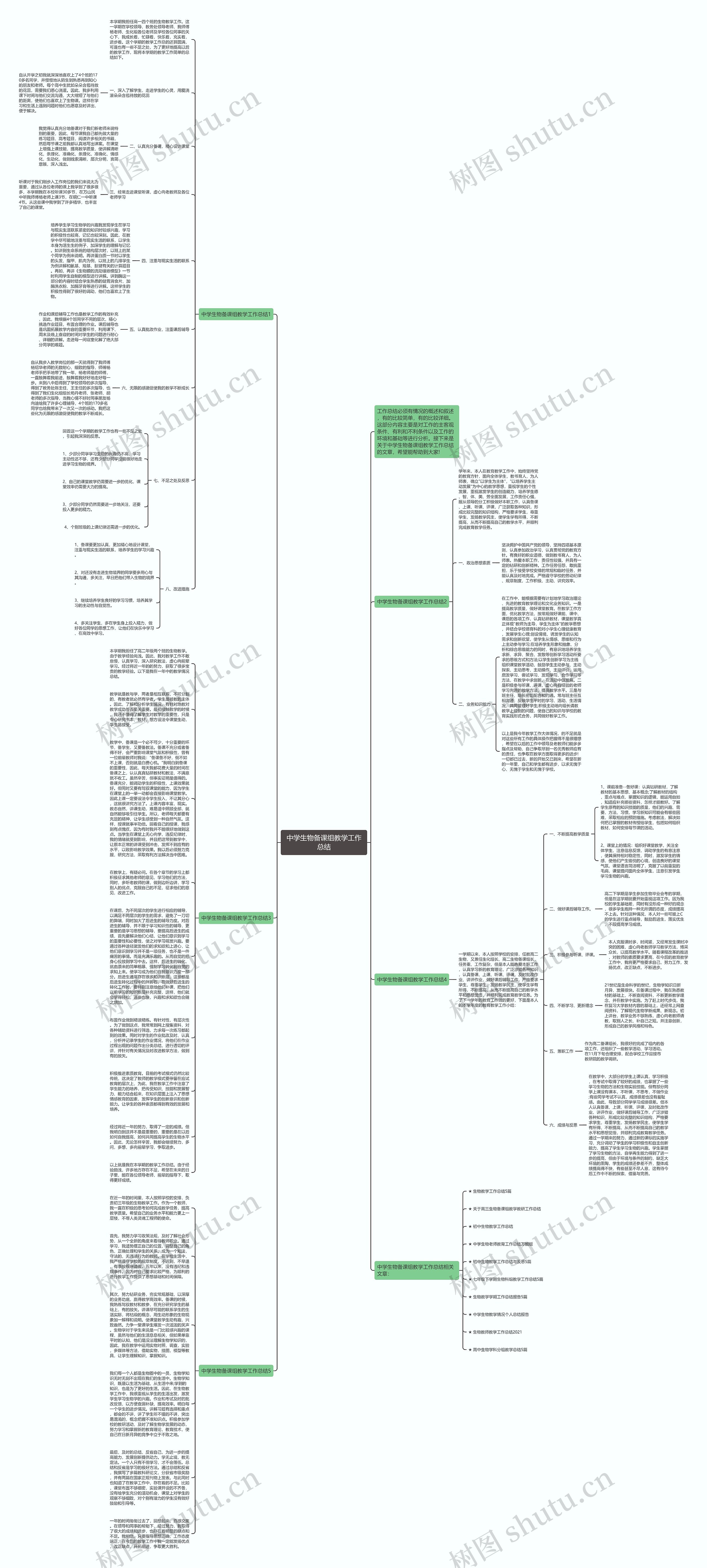 中学生物备课组教学工作总结思维导图