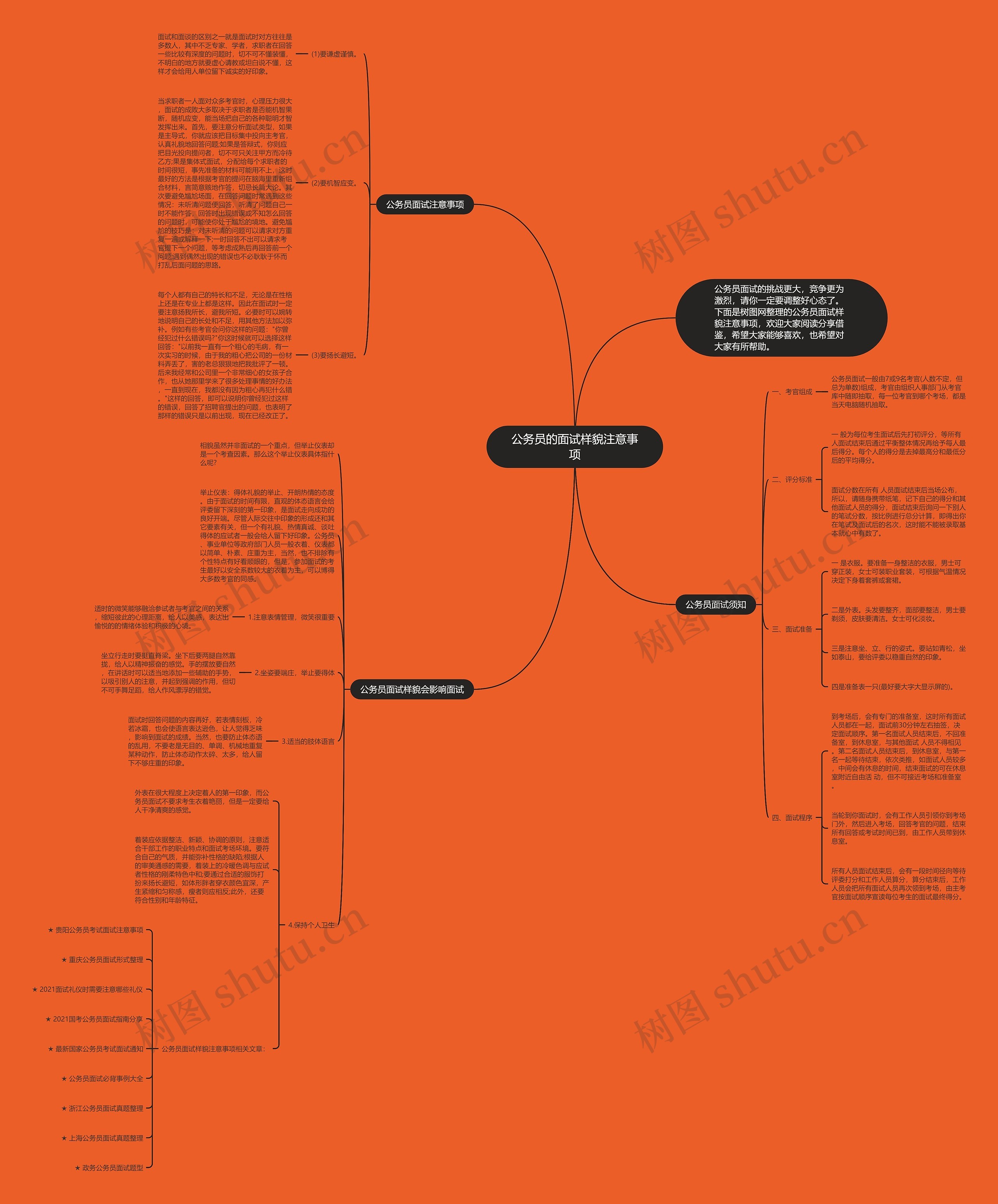 公务员的面试样貌注意事项思维导图