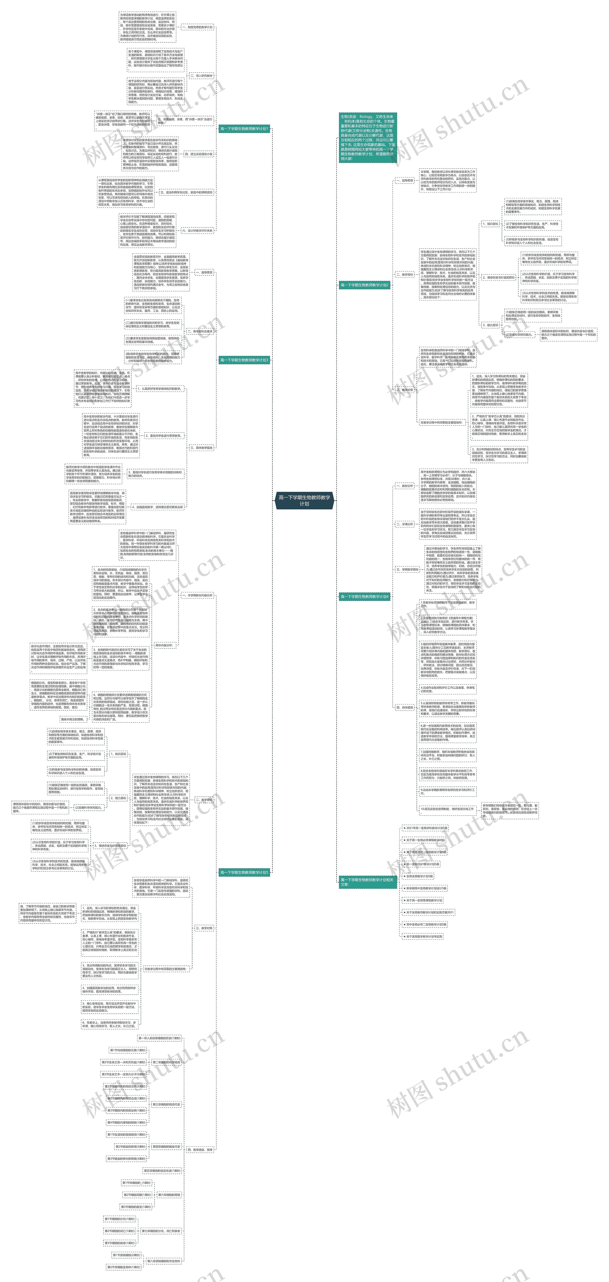 高一下学期生物教师教学计划思维导图