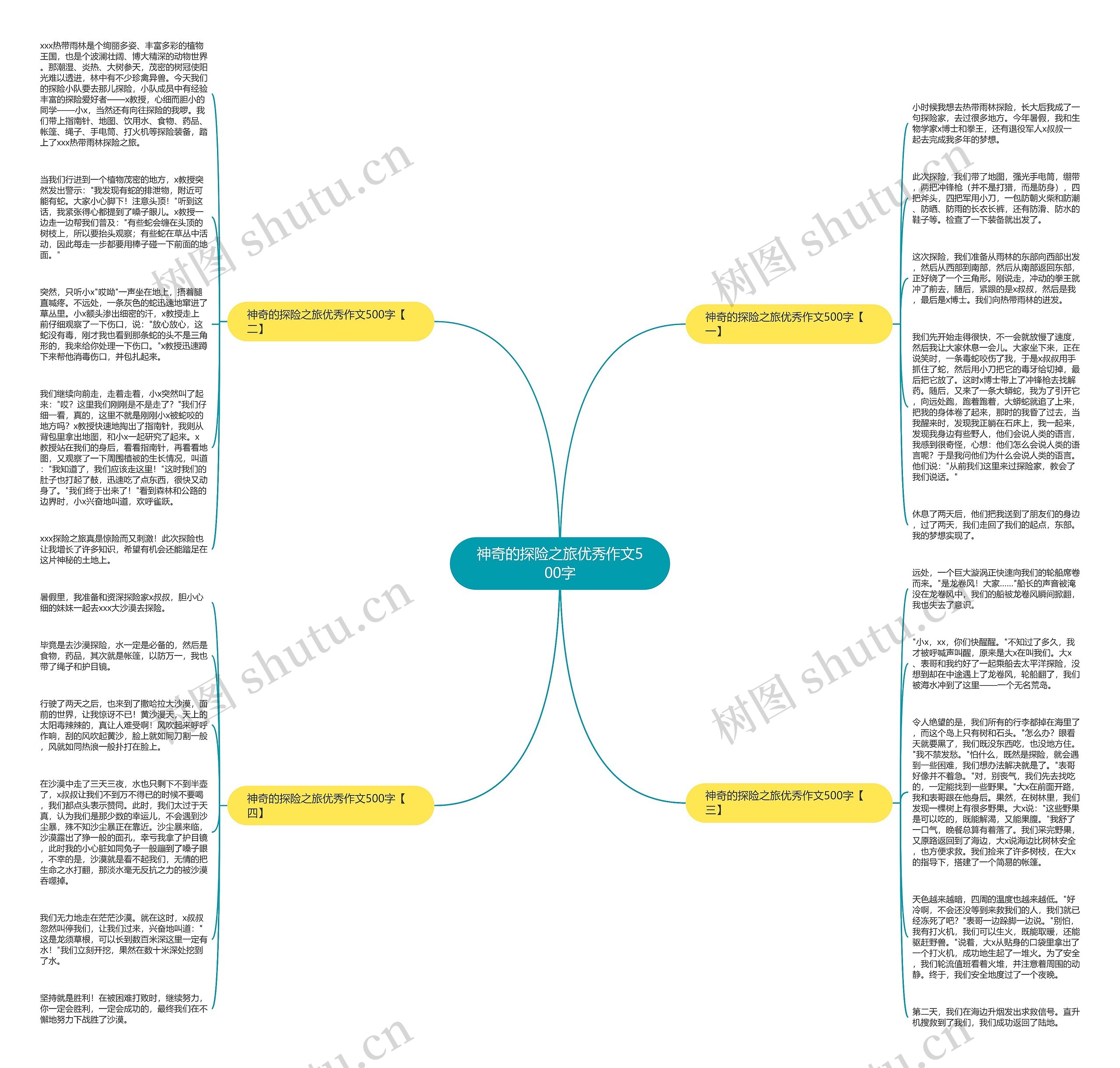 神奇的探险之旅优秀作文500字思维导图