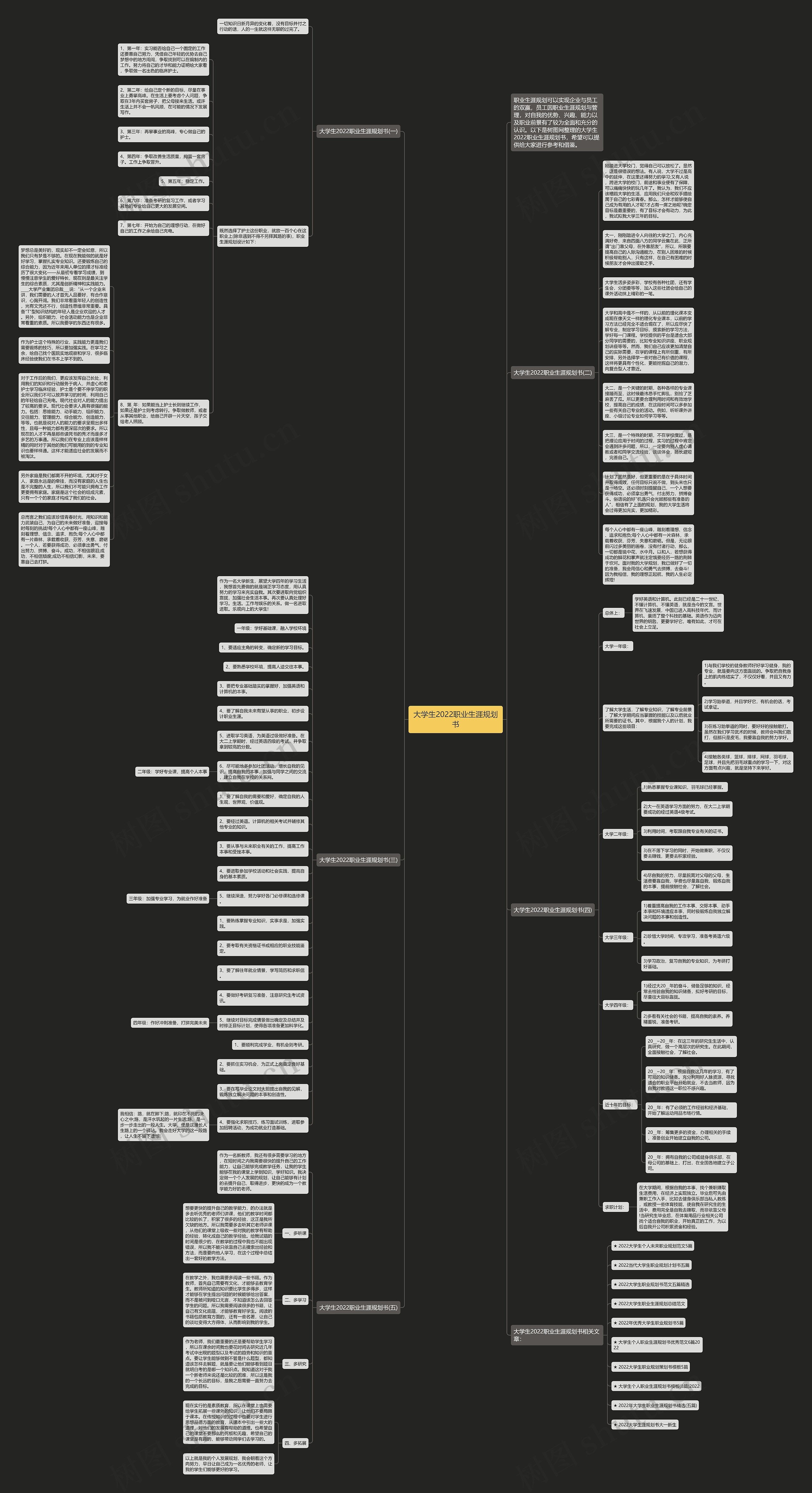大学生2022职业生涯规划书思维导图