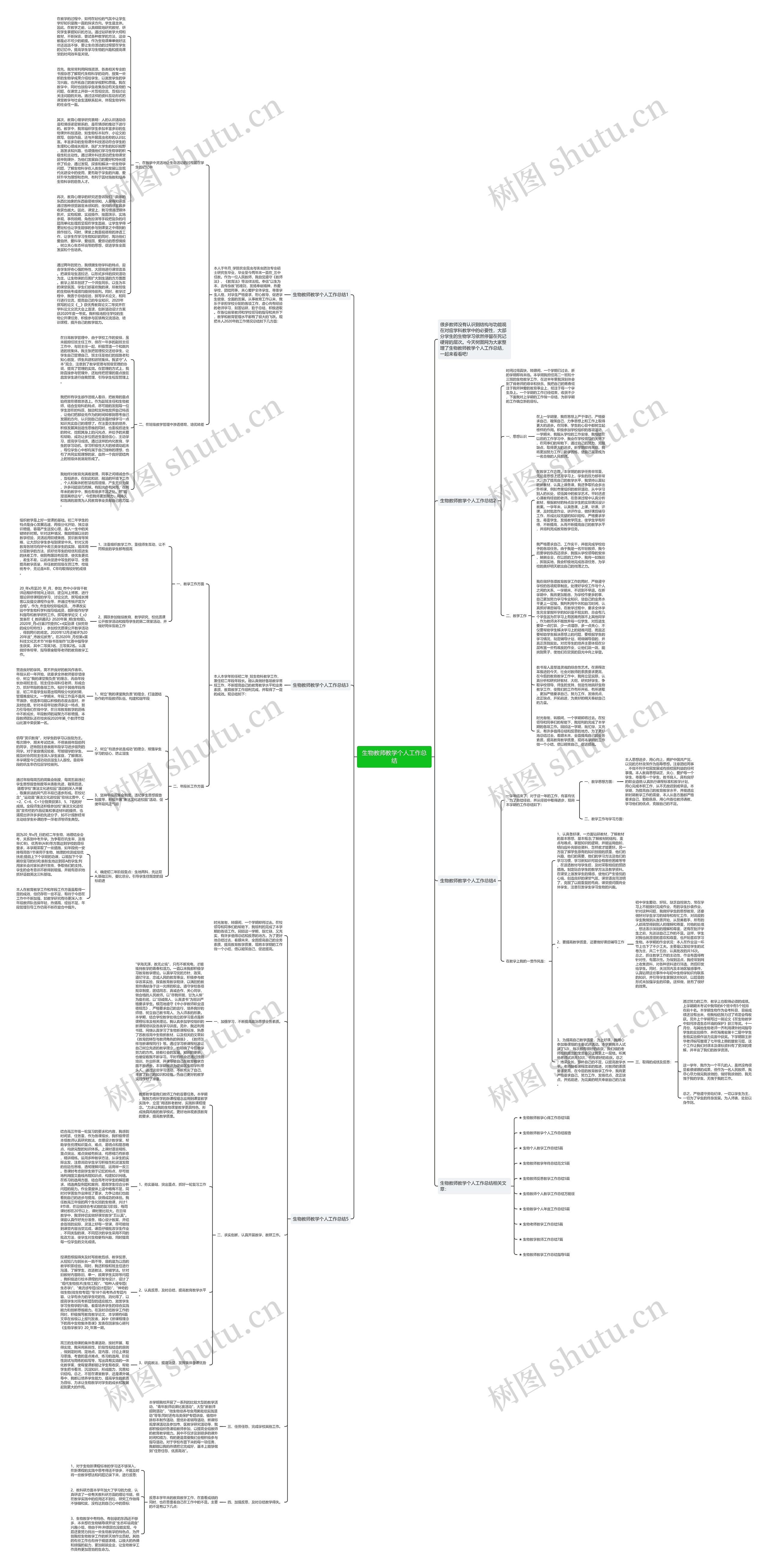 生物教师教学个人工作总结思维导图