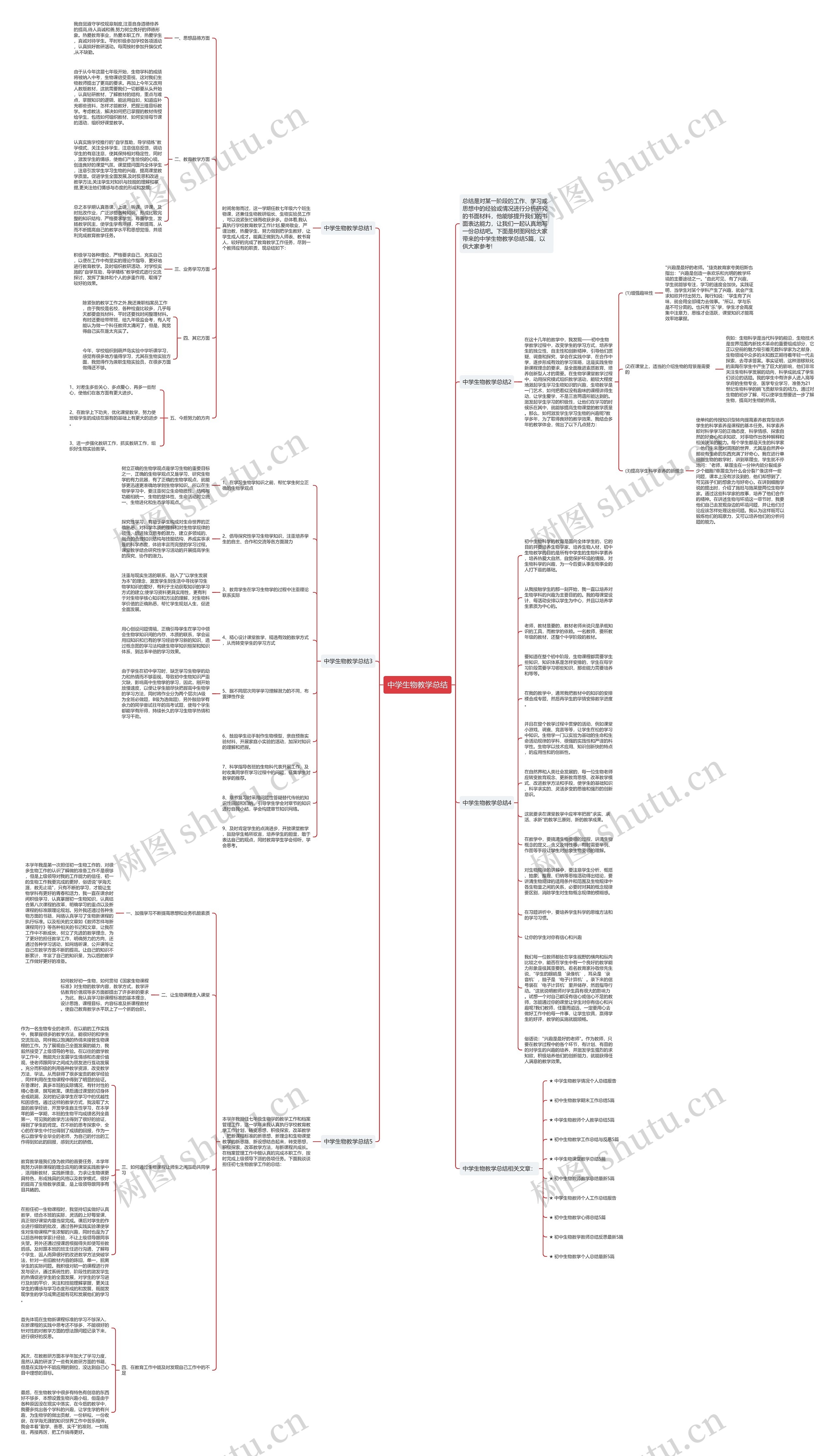 中学生物教学总结思维导图