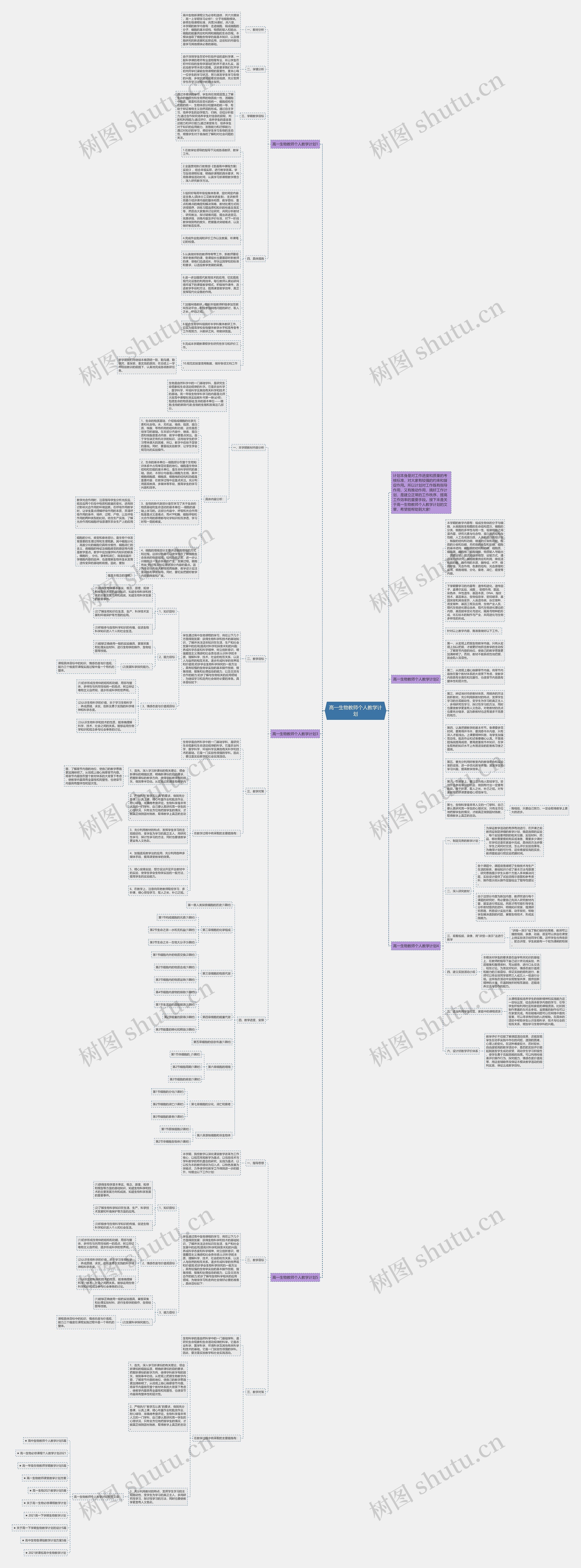 高一生物教师个人教学计划思维导图
