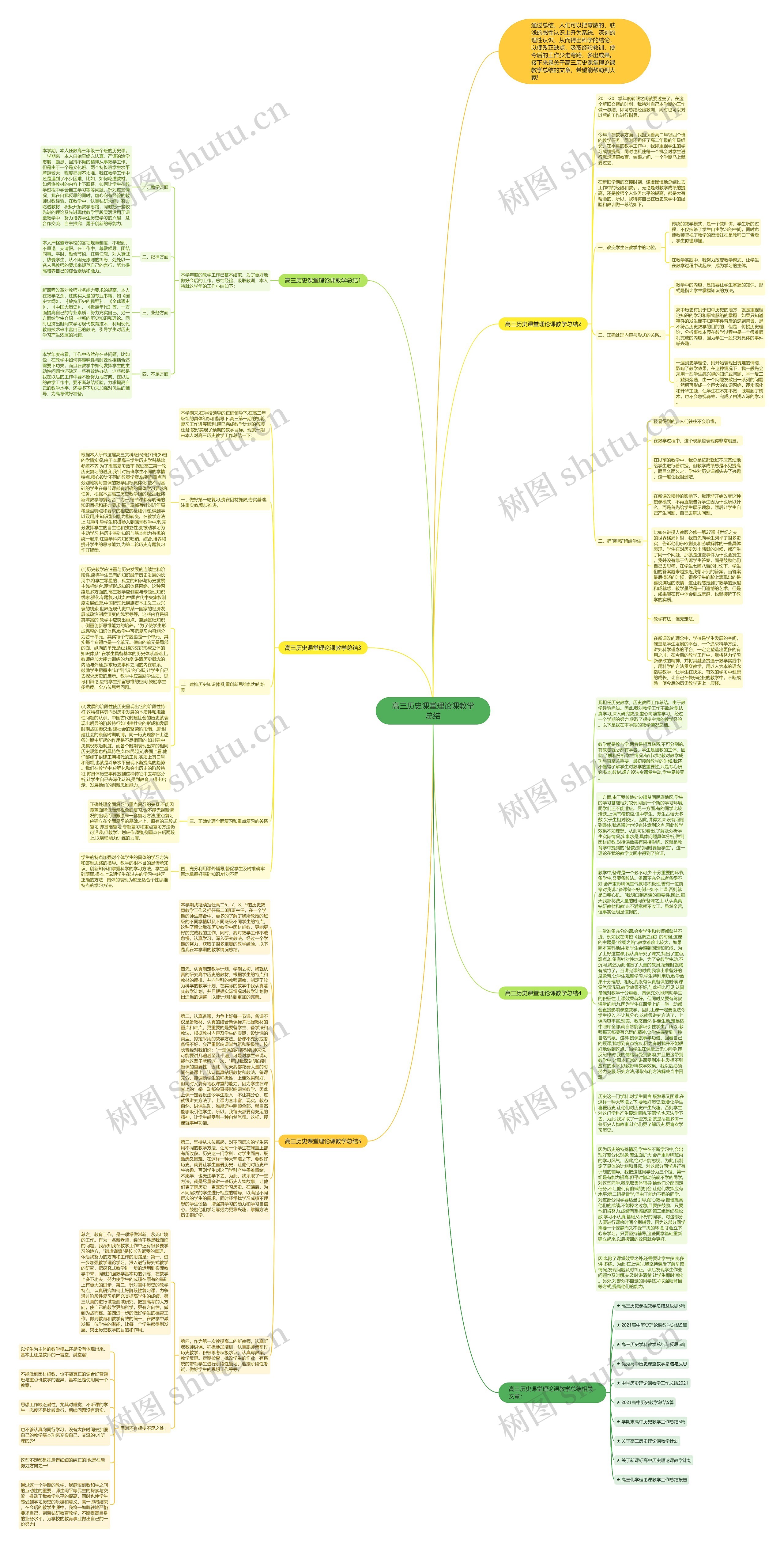 高三历史课堂理论课教学总结思维导图