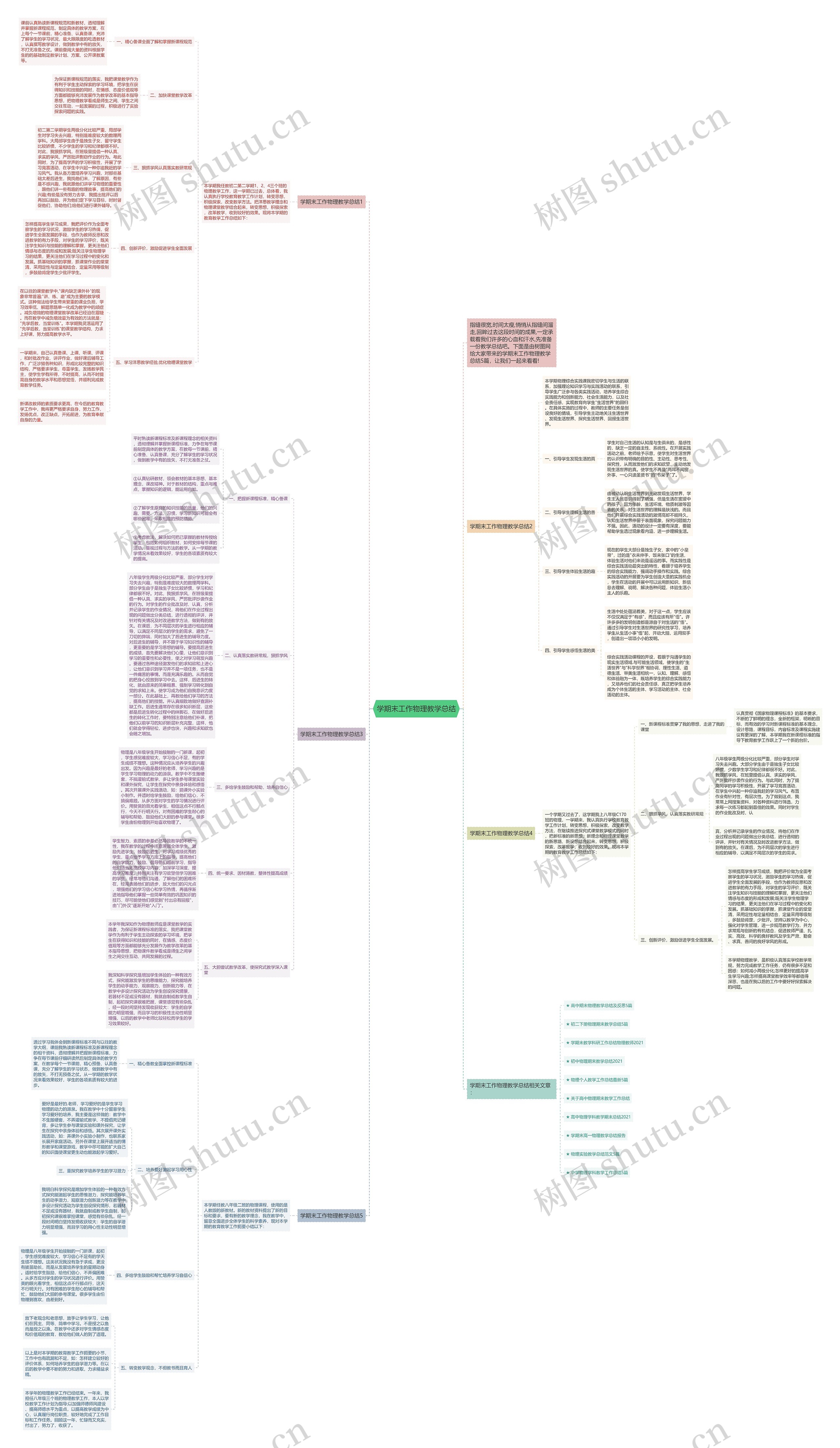 学期末工作物理教学总结思维导图