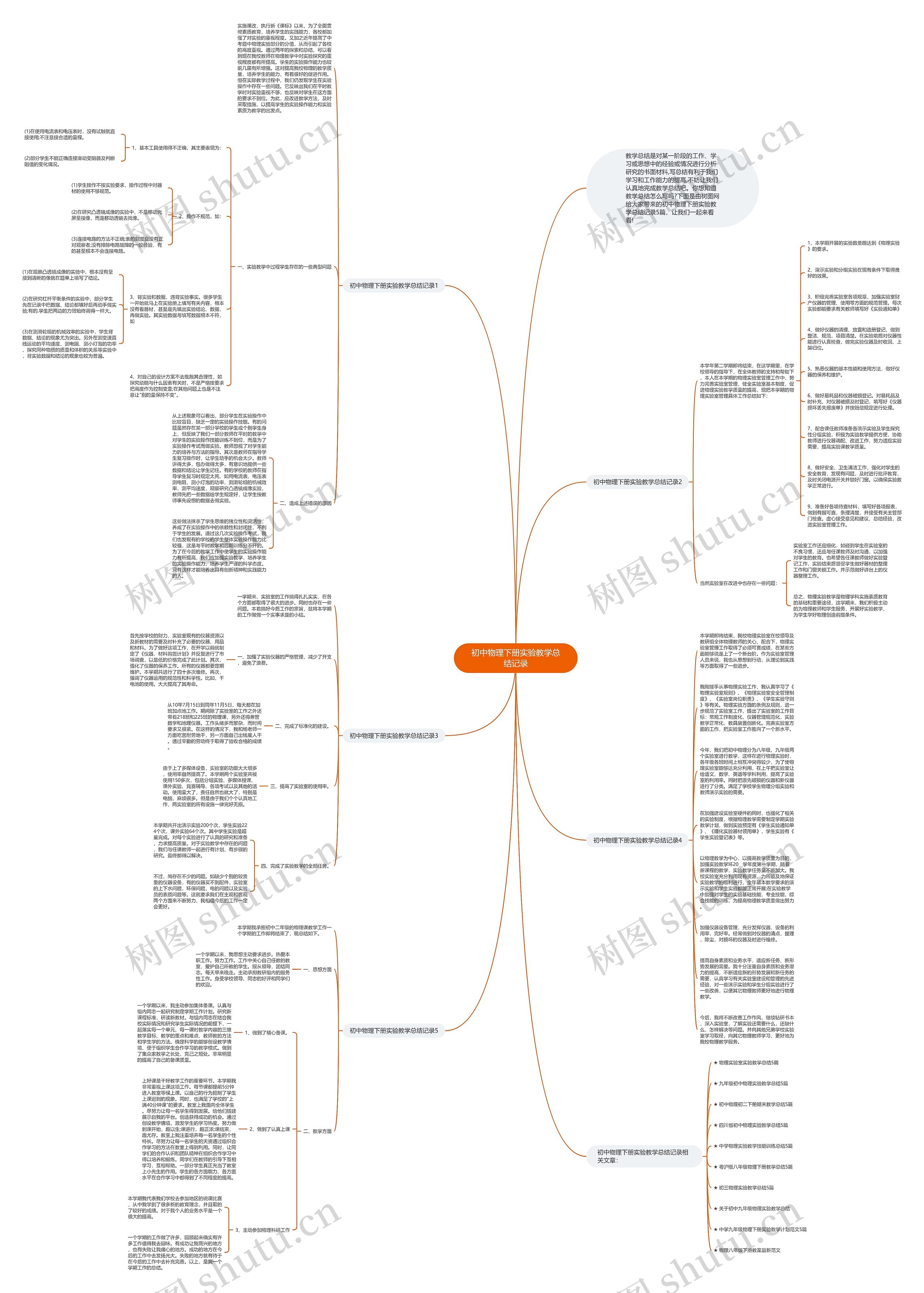 初中物理下册实验教学总结记录思维导图