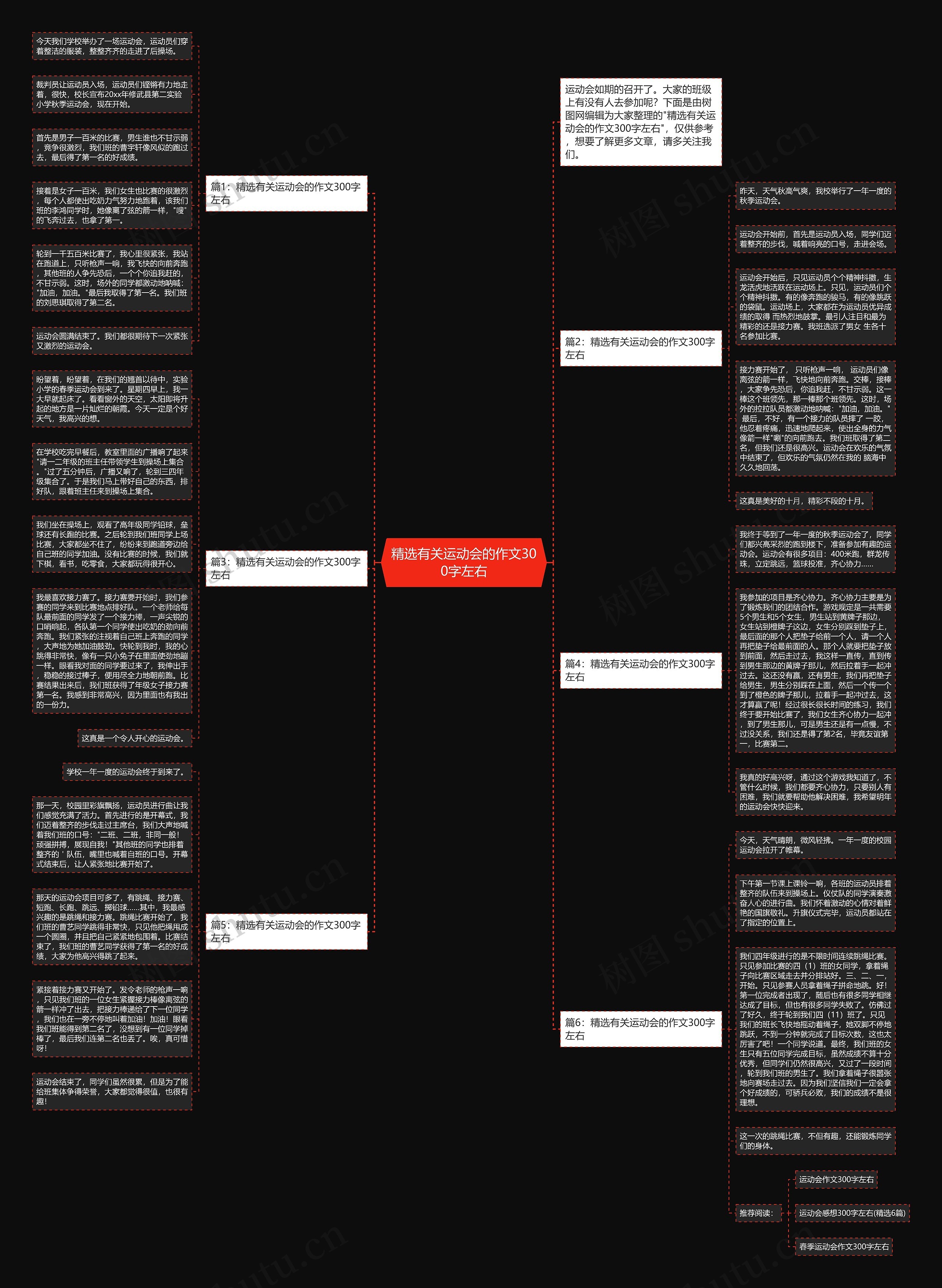 精选有关运动会的作文300字左右思维导图