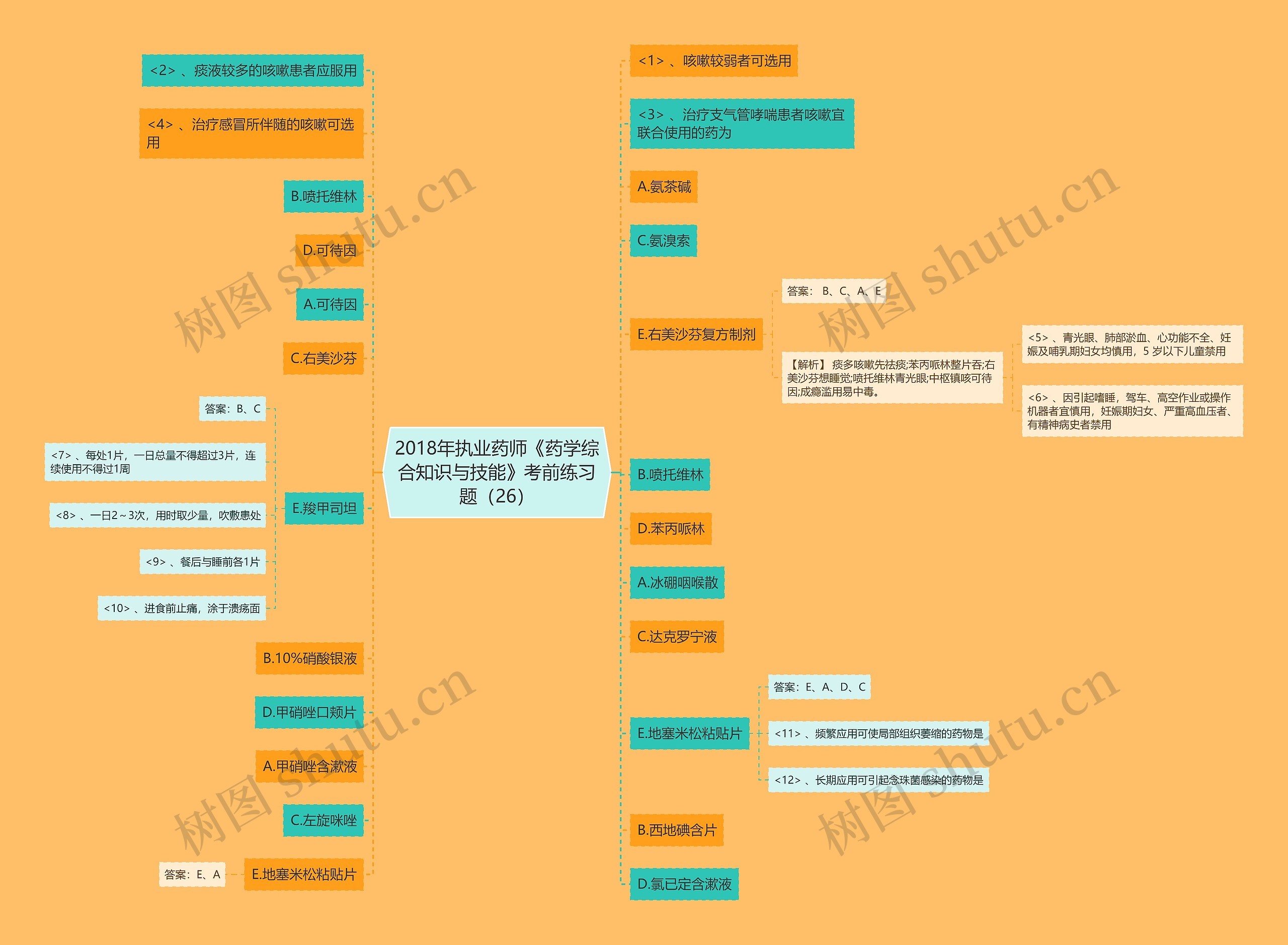 2018年执业药师《药学综合知识与技能》考前练习题（26）思维导图