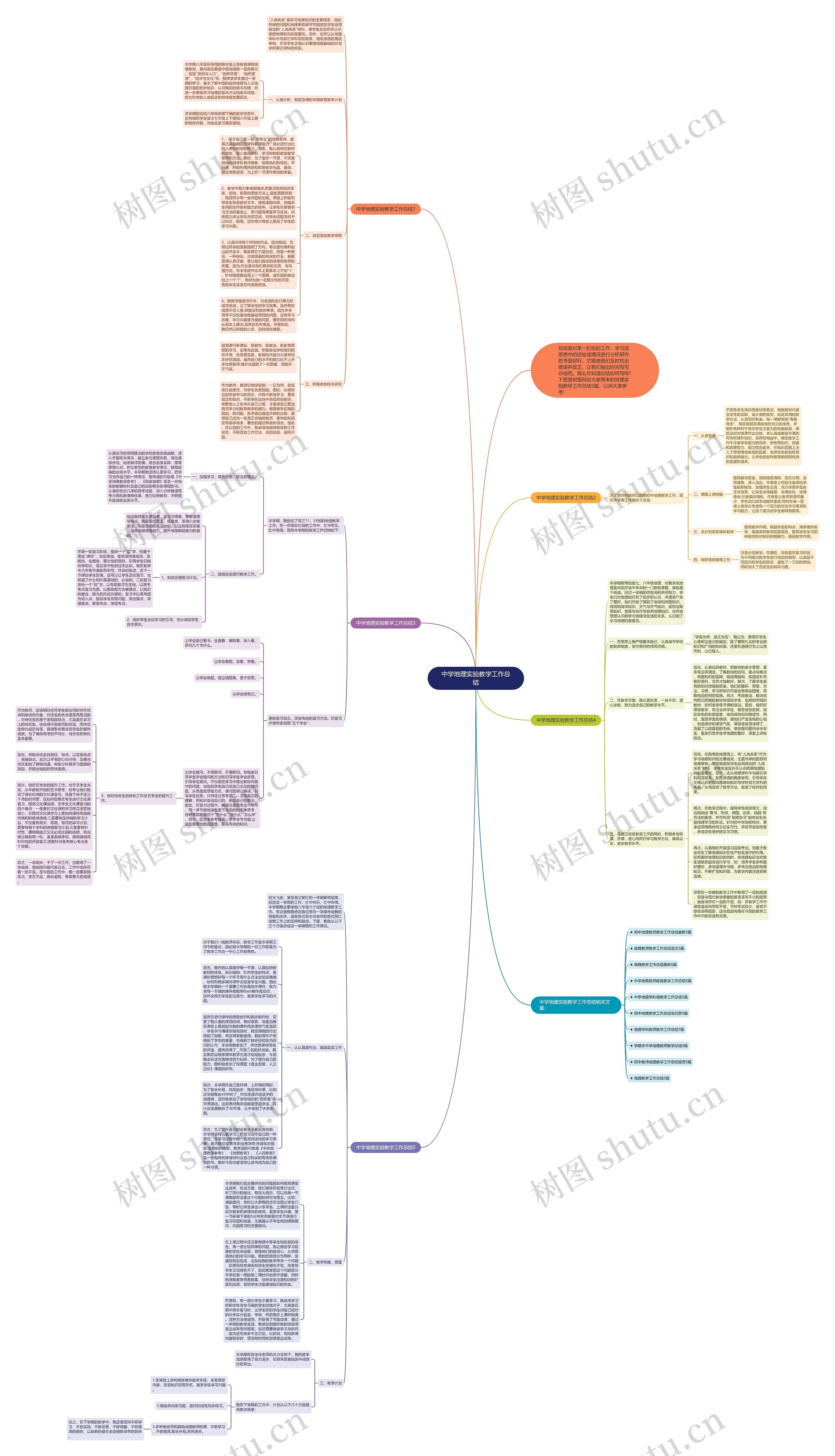 中学地理实验教学工作总结思维导图