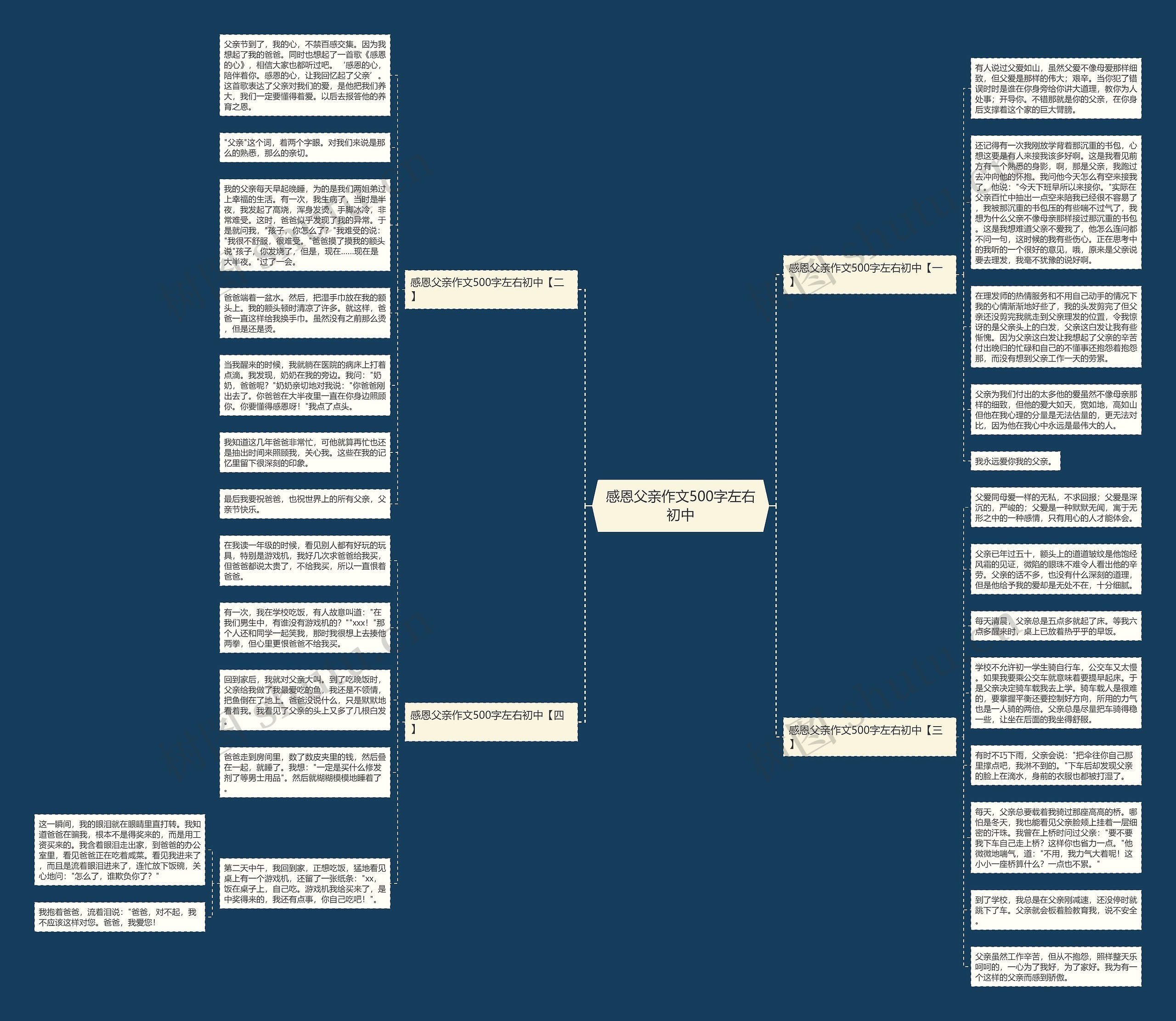 感恩父亲作文500字左右初中思维导图
