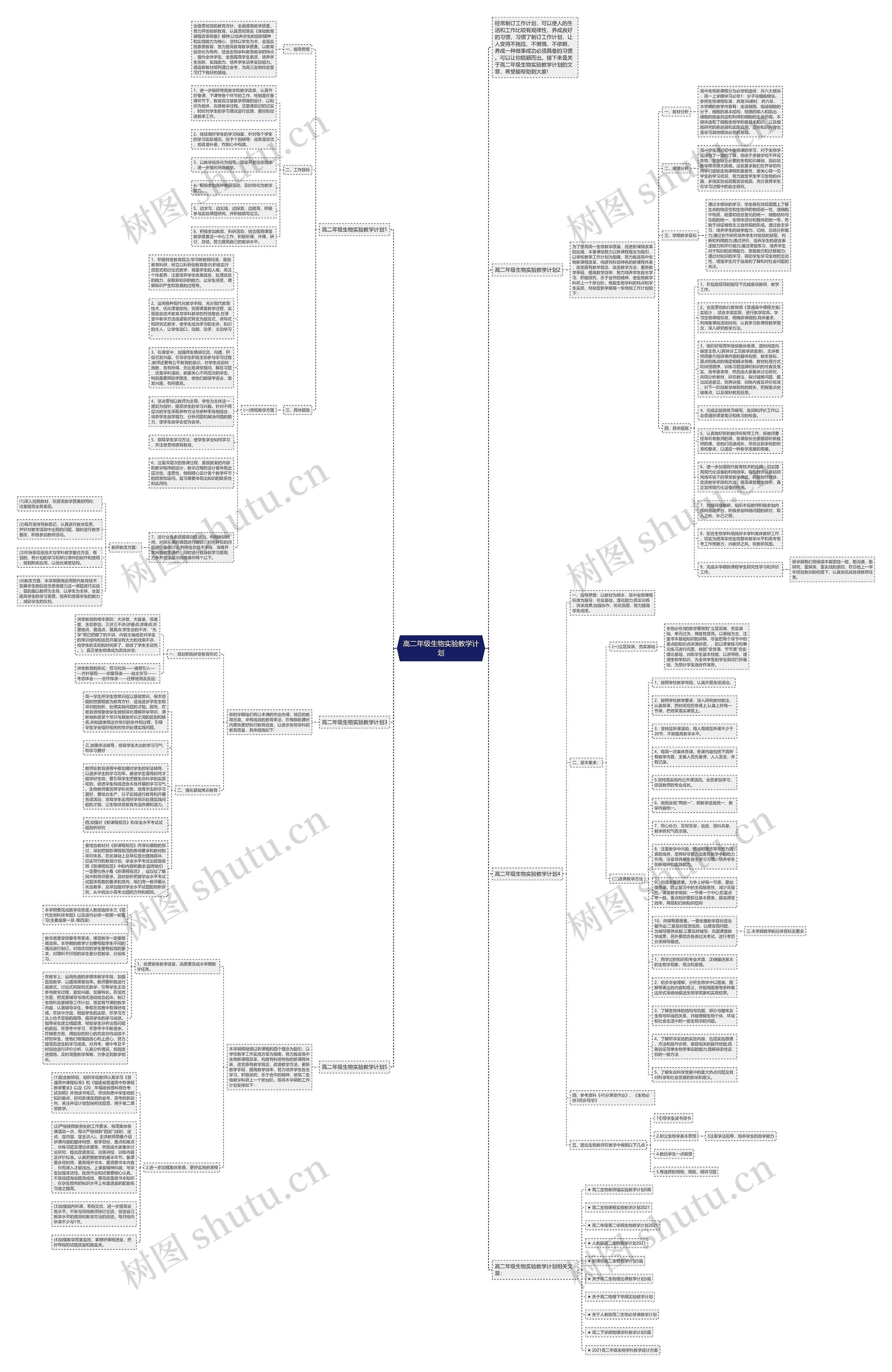 高二年级生物实验教学计划思维导图