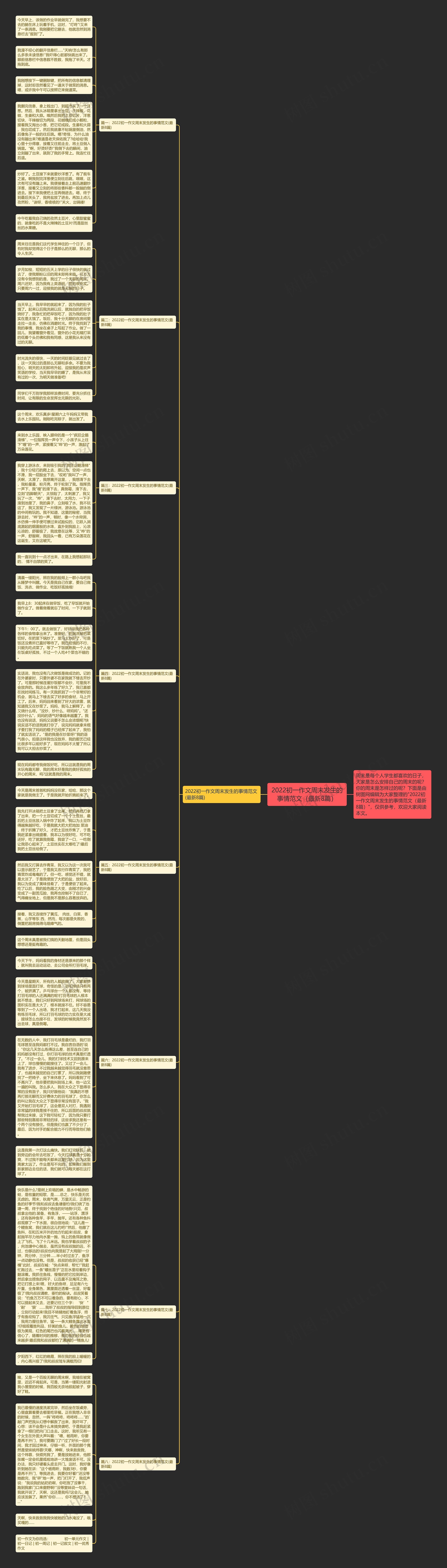 2022初一作文周末发生的事情范文（最新8篇）思维导图