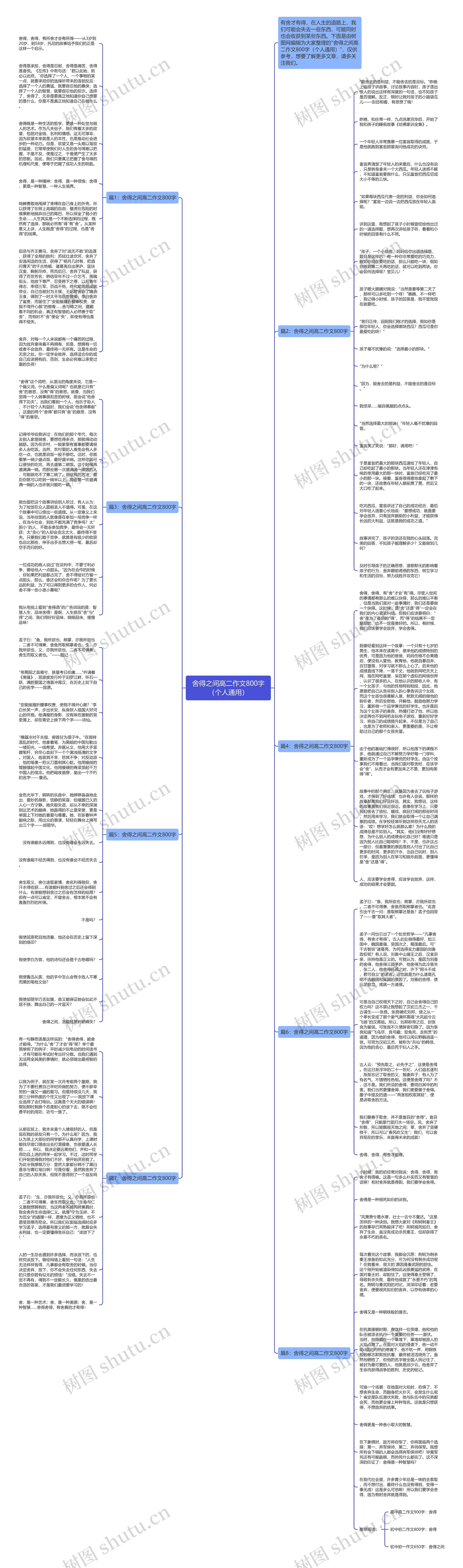 舍得之间高二作文800字（个人通用）思维导图
