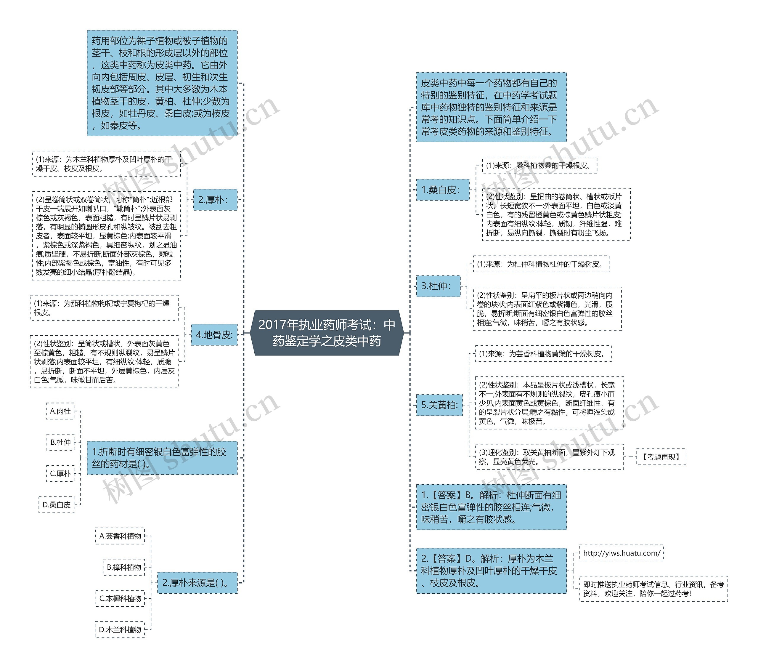 2017年执业药师考试：中药鉴定学之皮类中药思维导图