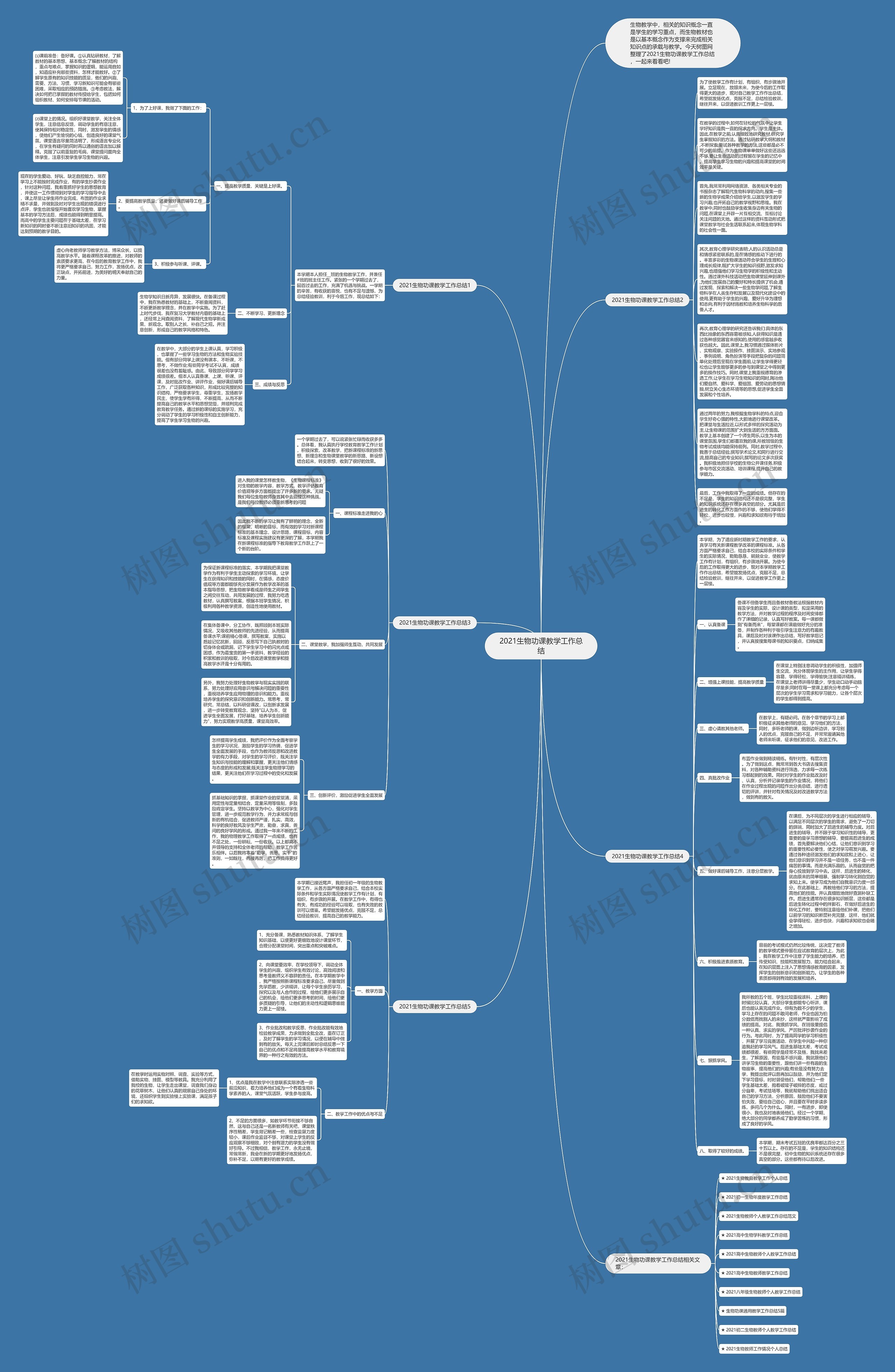 2021生物功课教学工作总结思维导图