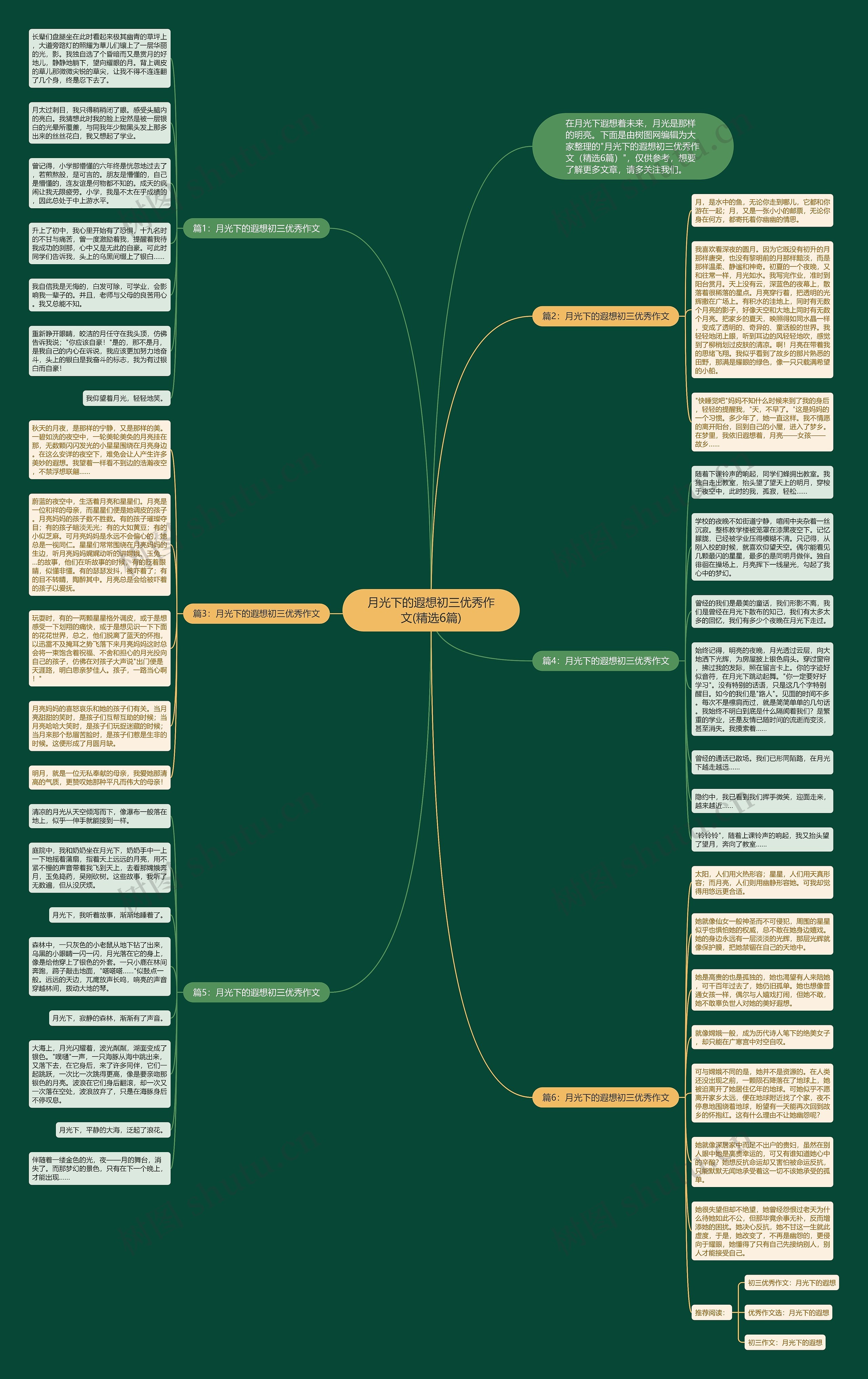 月光下的遐想初三优秀作文(精选6篇)思维导图