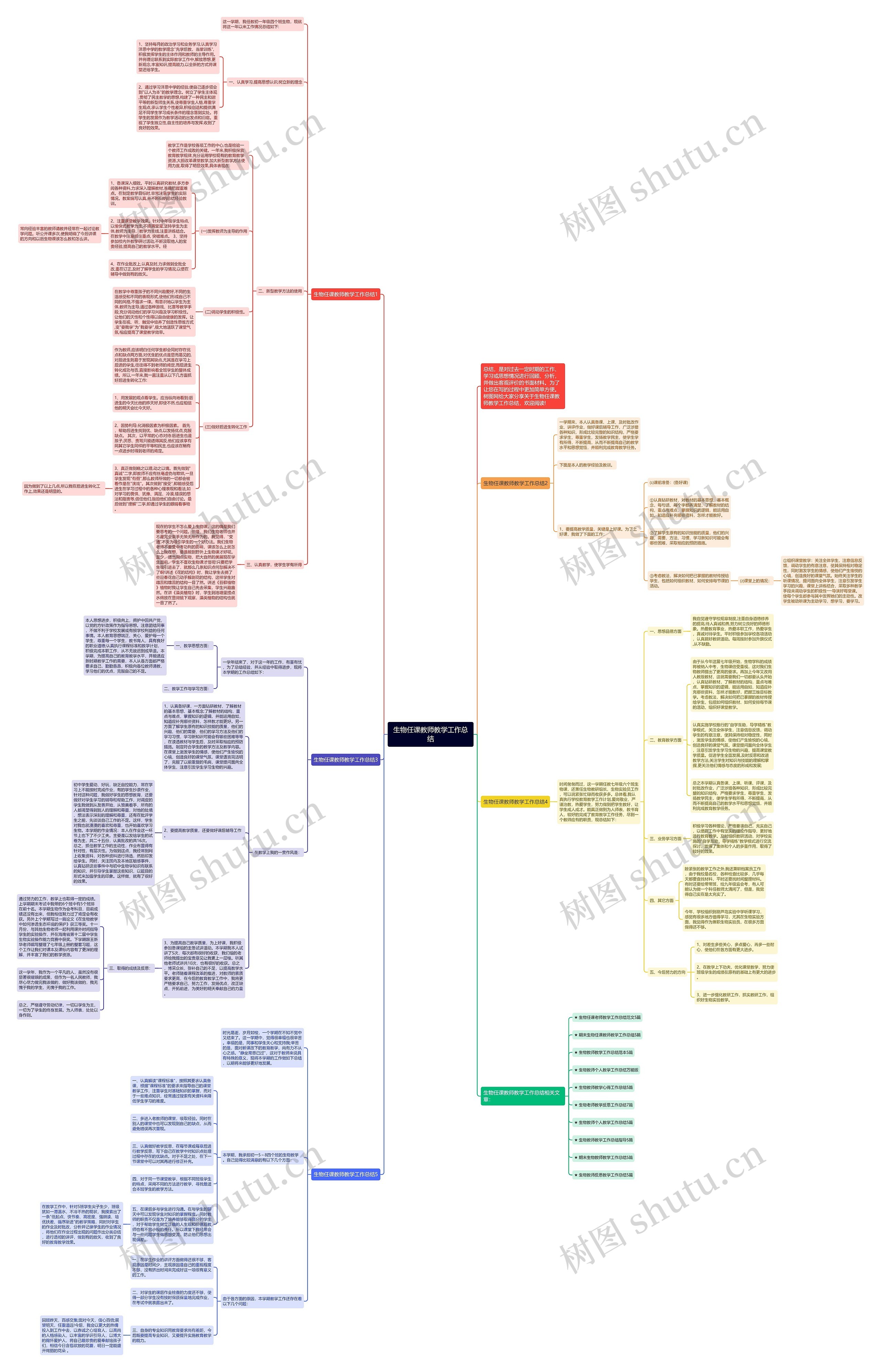 生物任课教师教学工作总结思维导图