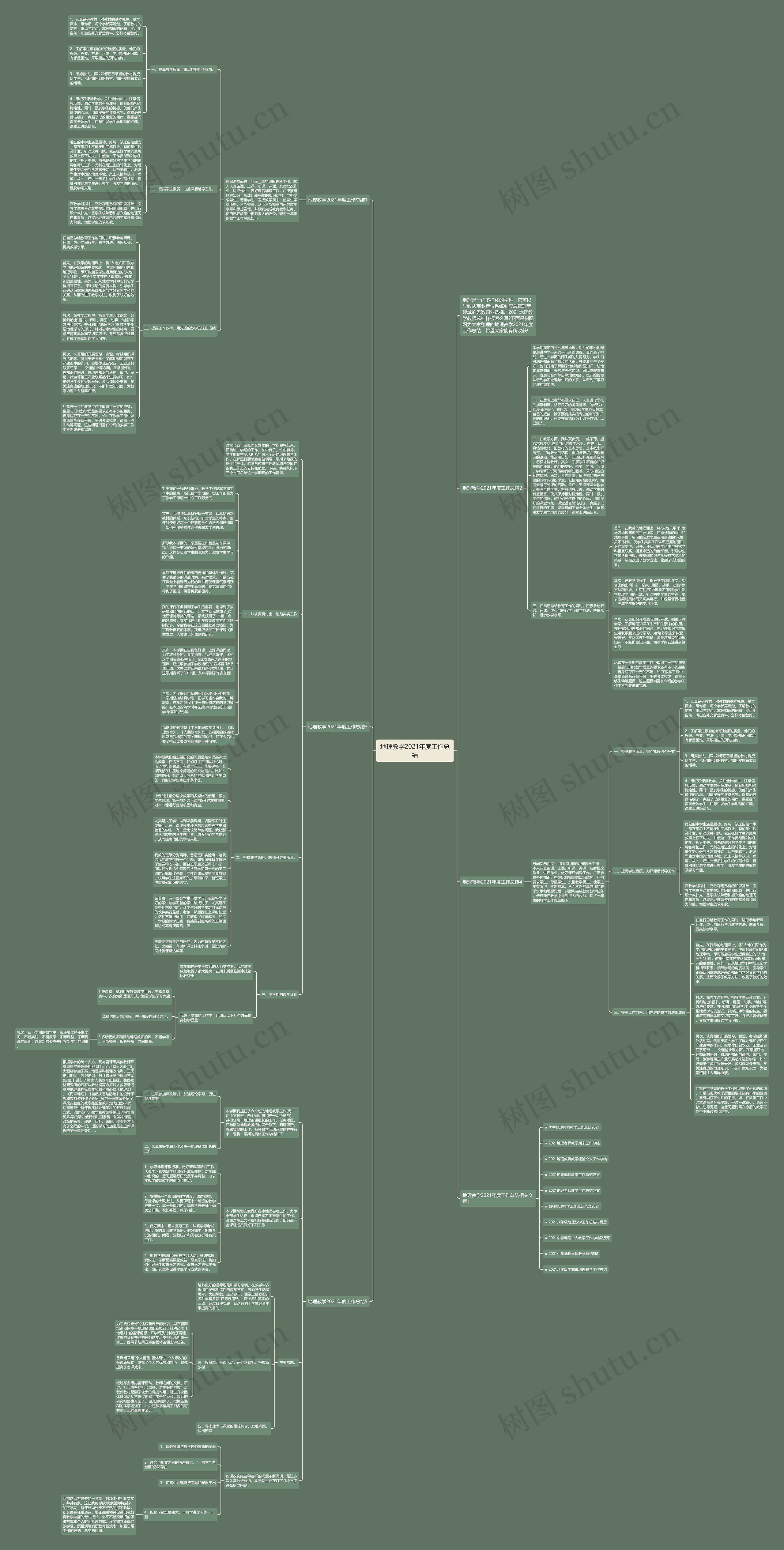 地理教学2021年度工作总结思维导图