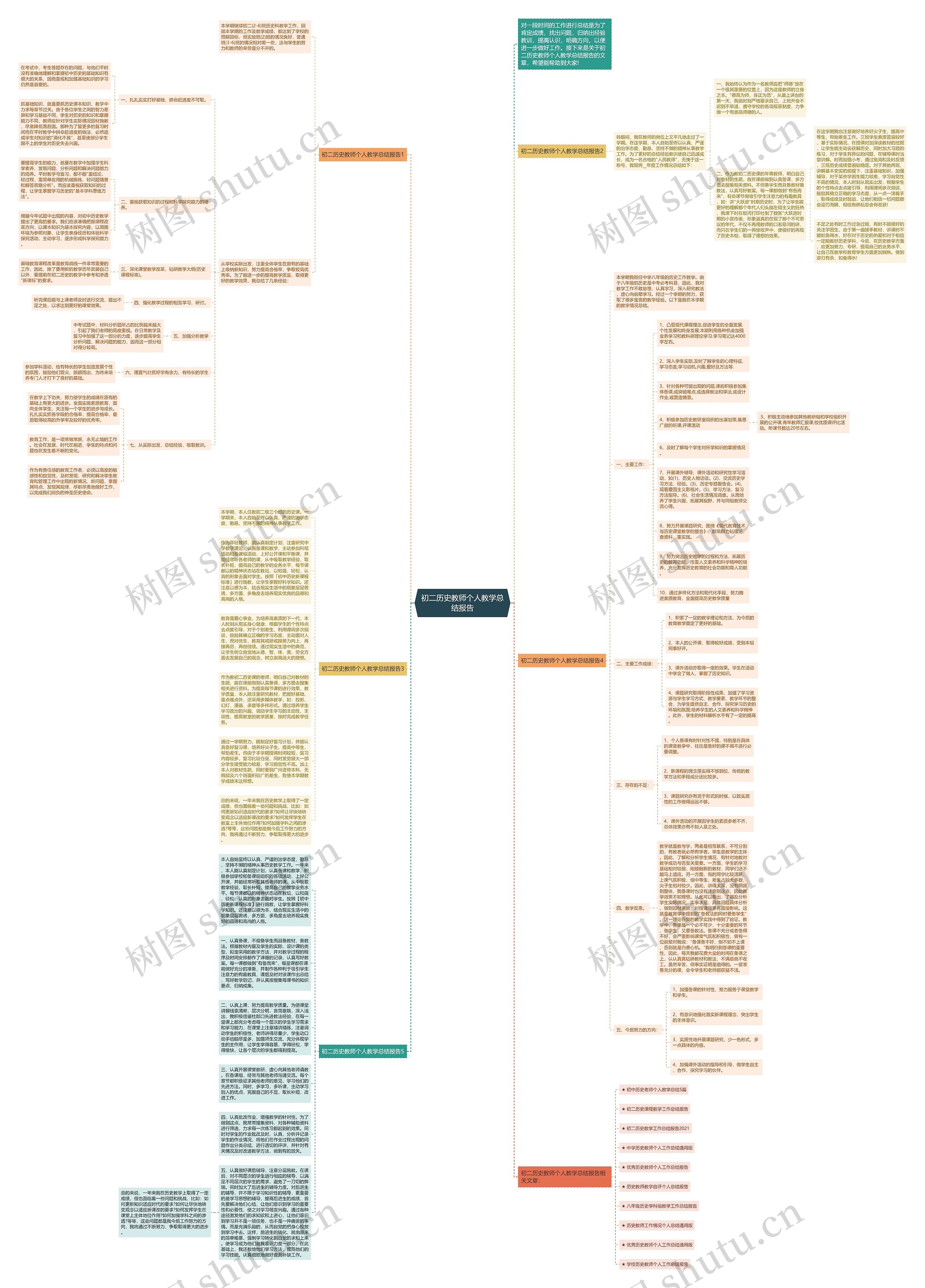 初二历史教师个人教学总结报告思维导图