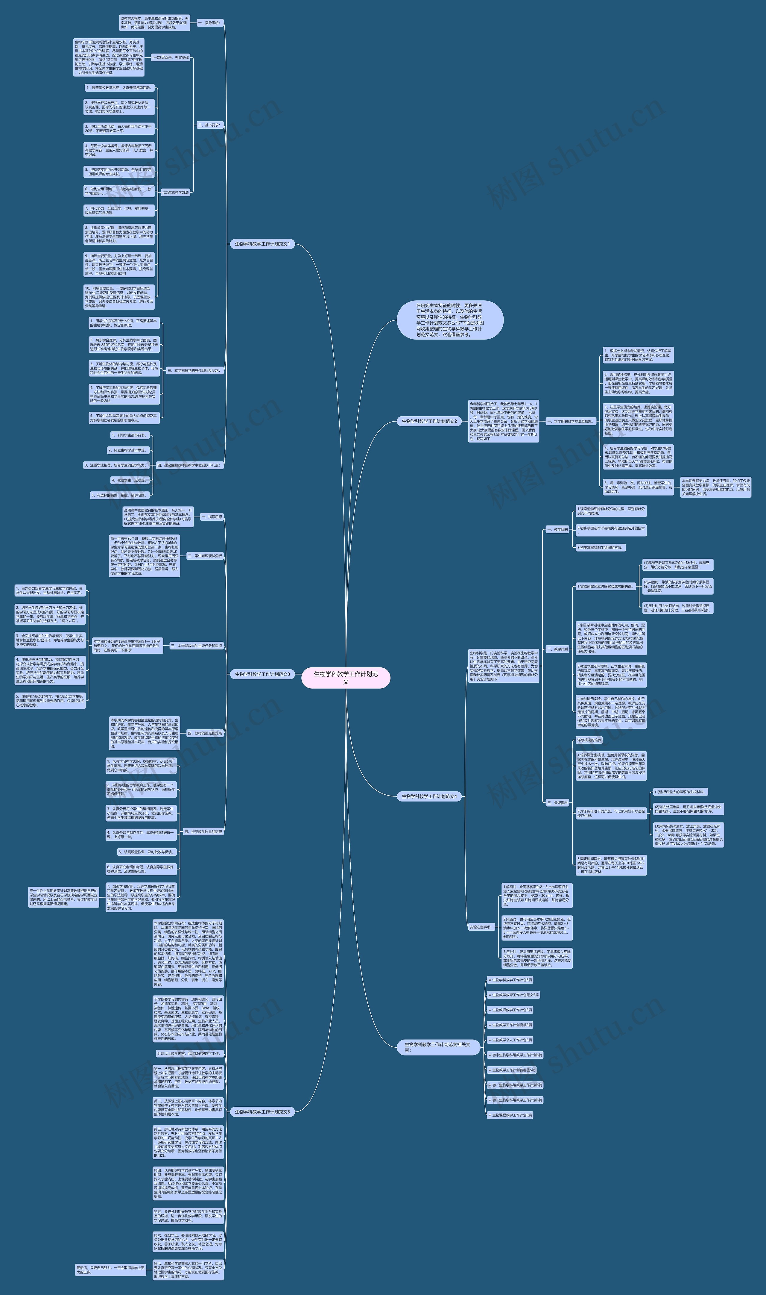 生物学科教学工作计划范文思维导图