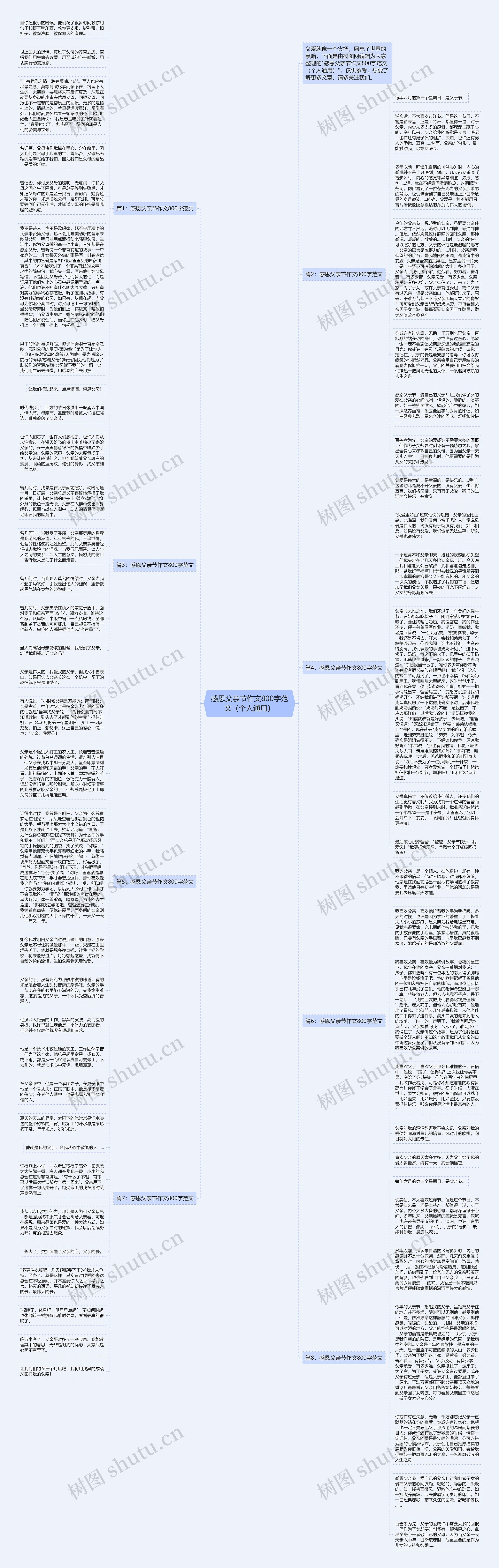 感恩父亲节作文800字范文（个人通用）思维导图
