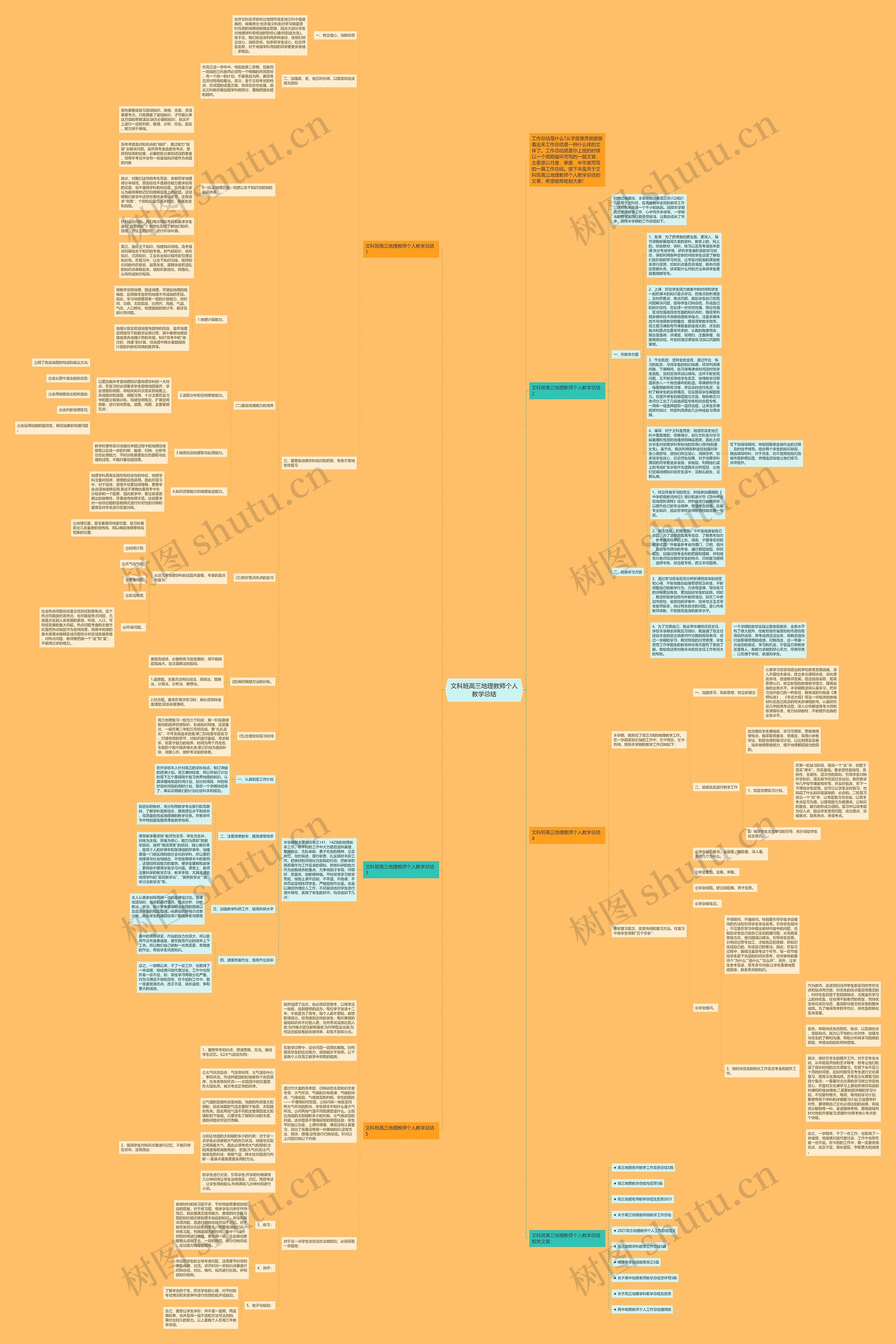 文科班高三地理教师个人教学总结思维导图