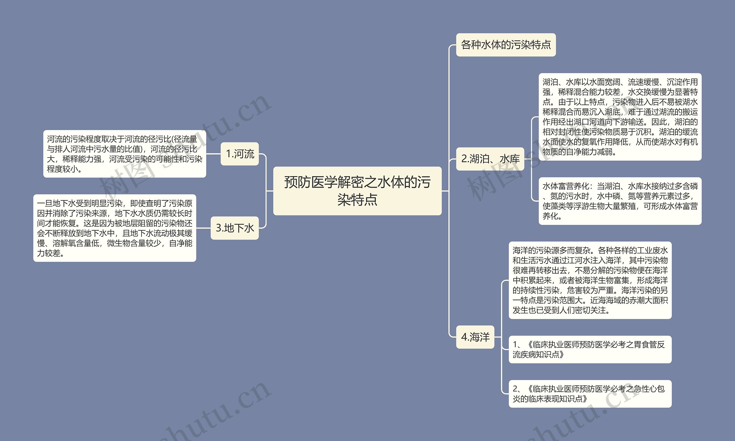 预防医学解密之水体的污染特点思维导图