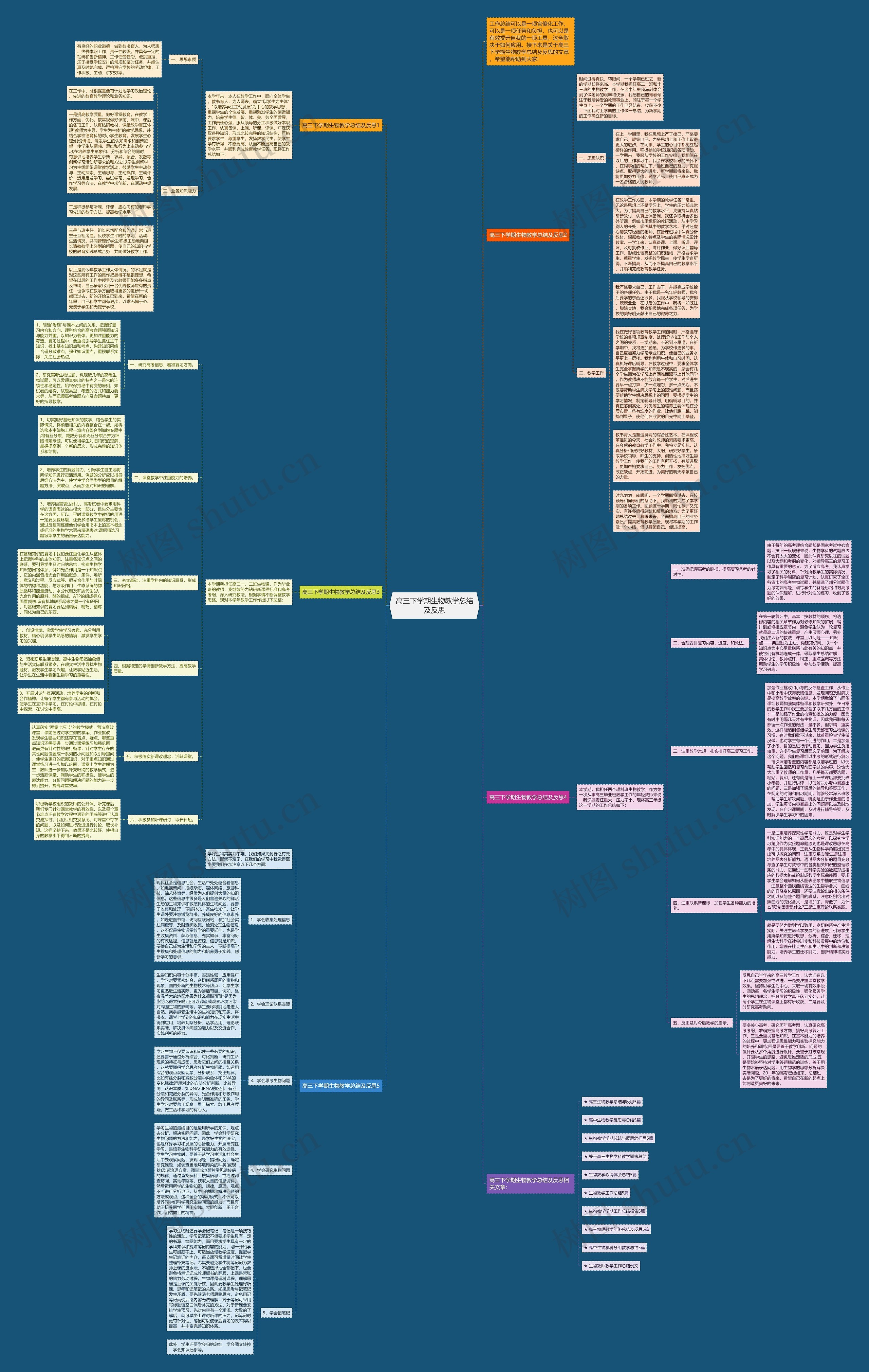高三下学期生物教学总结及反思思维导图