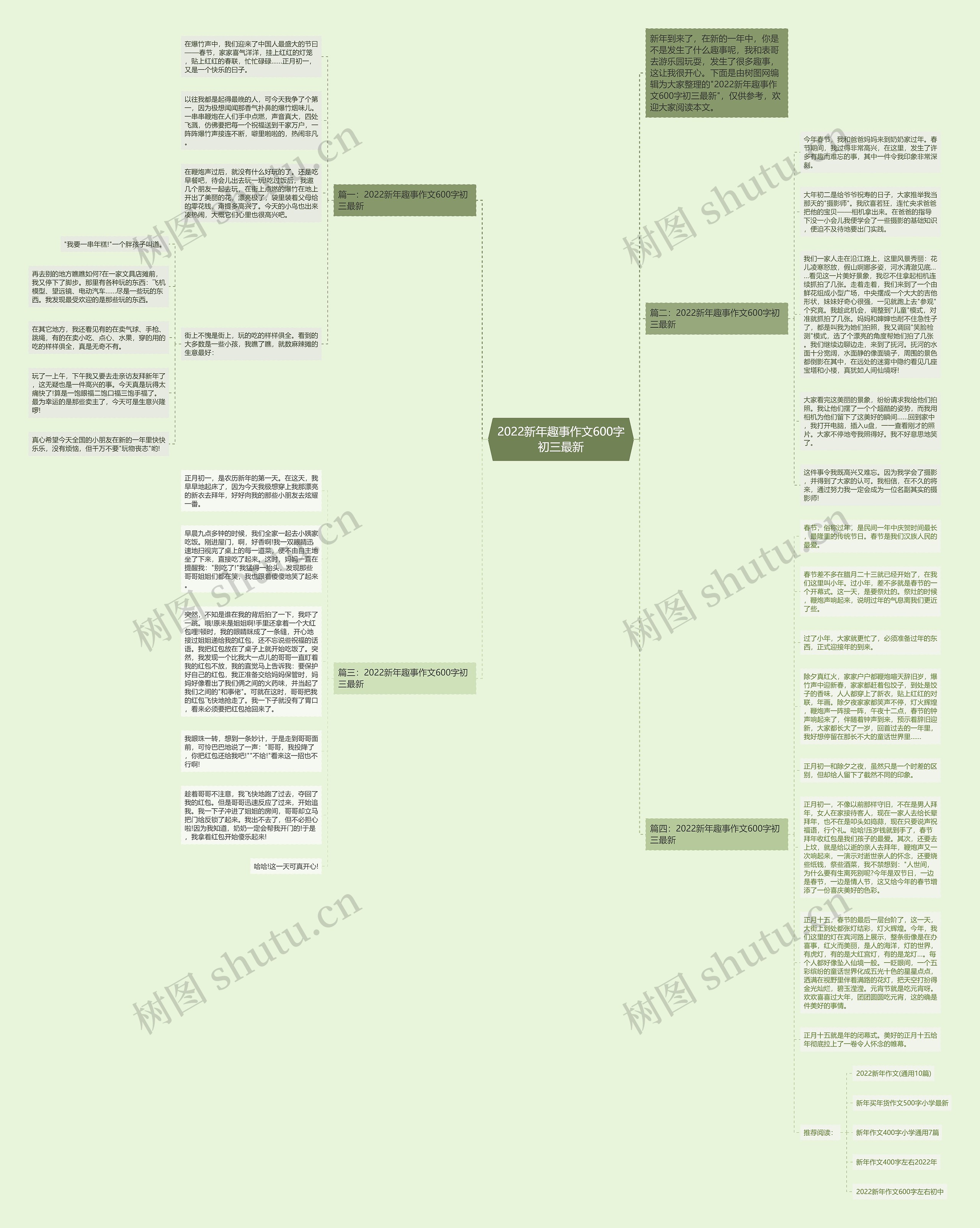 2022新年趣事作文600字初三最新思维导图