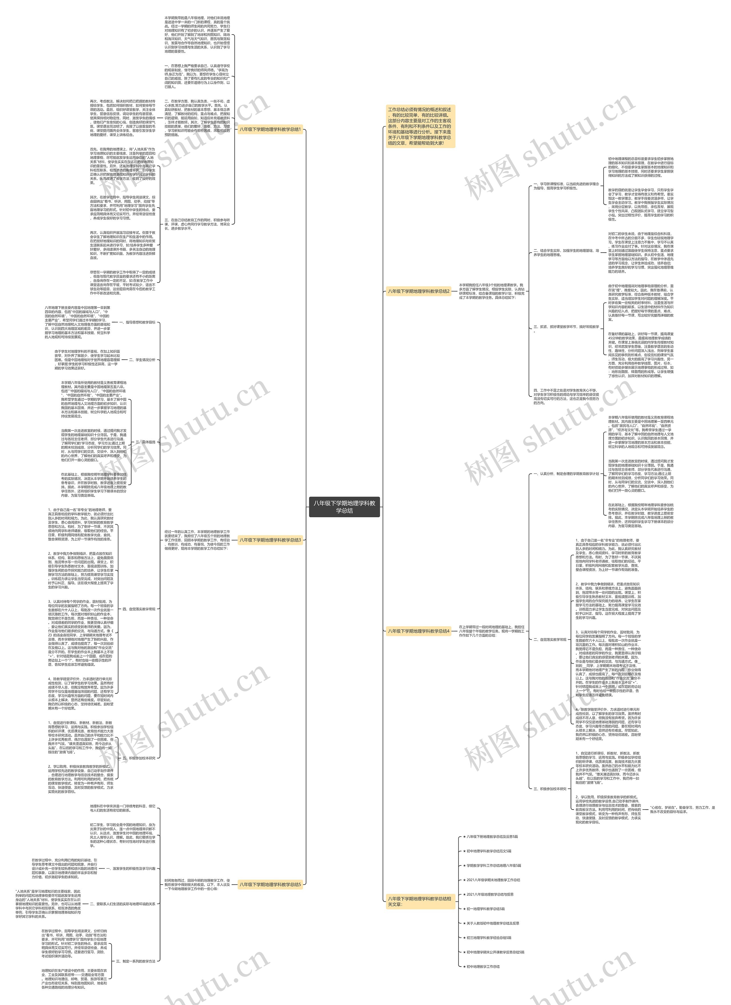 八年级下学期地理学科教学总结思维导图