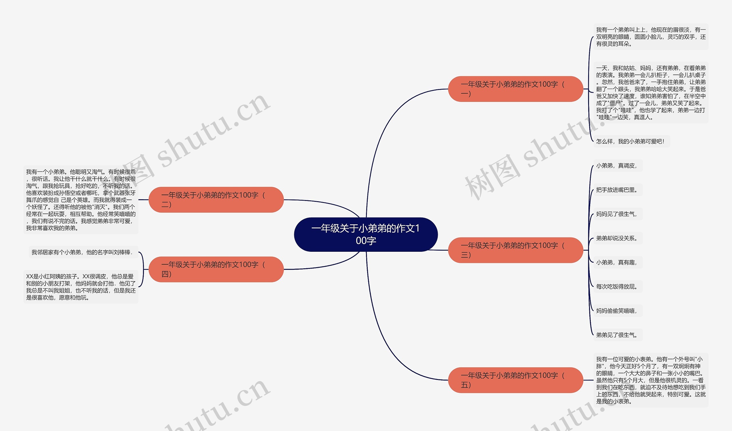 一年级关于小弟弟的作文100字思维导图