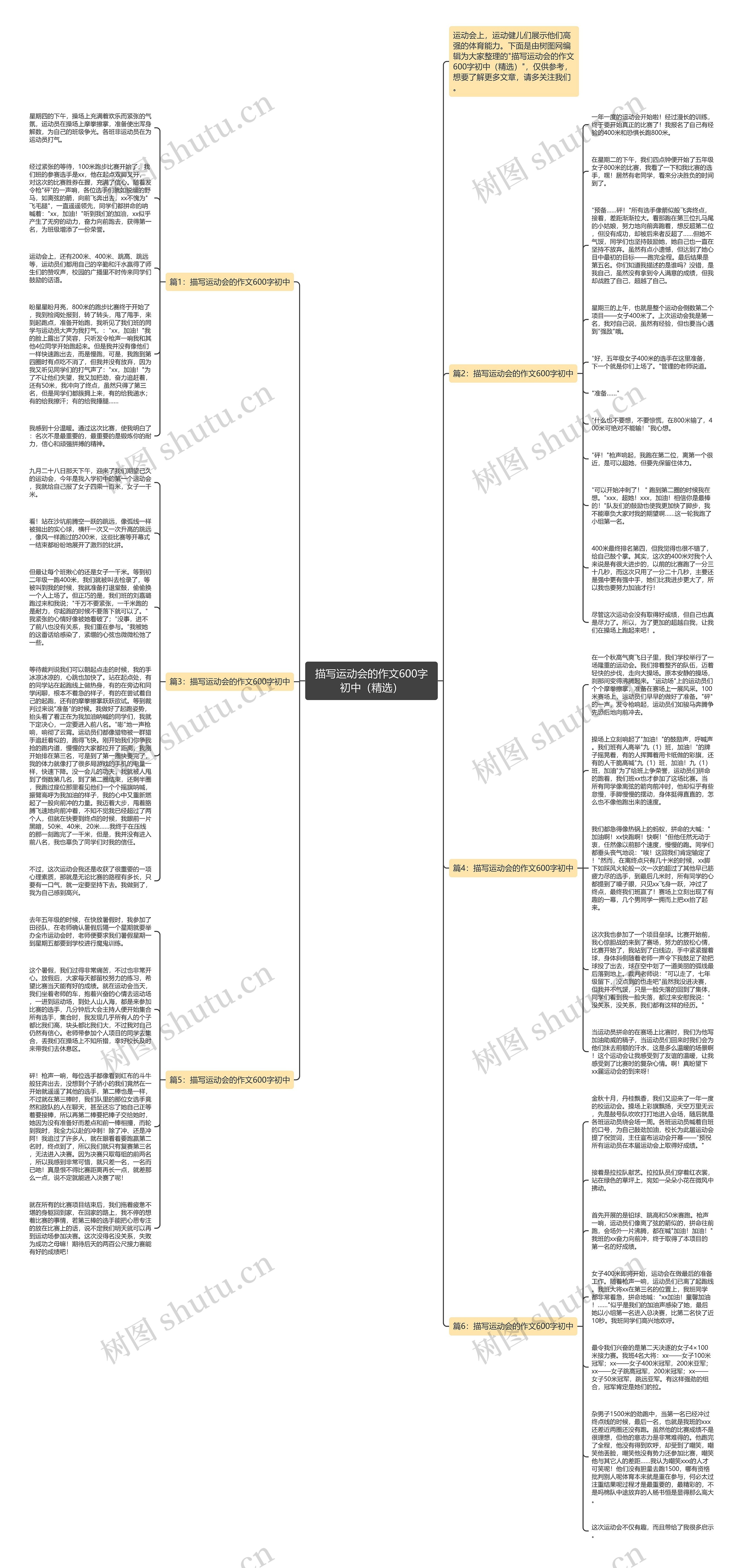 描写运动会的作文600字初中（精选）思维导图