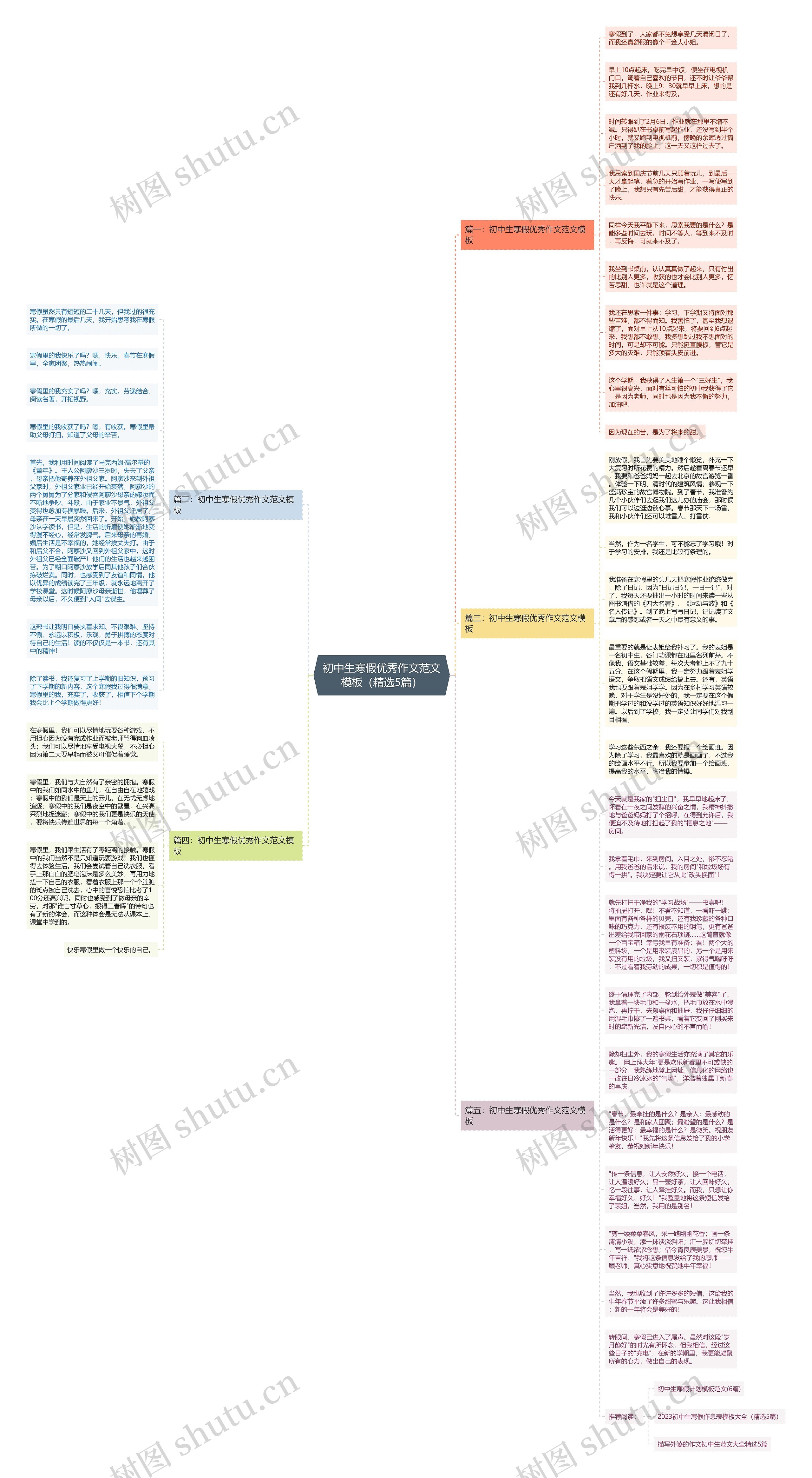 初中生寒假优秀作文范文（精选5篇）思维导图